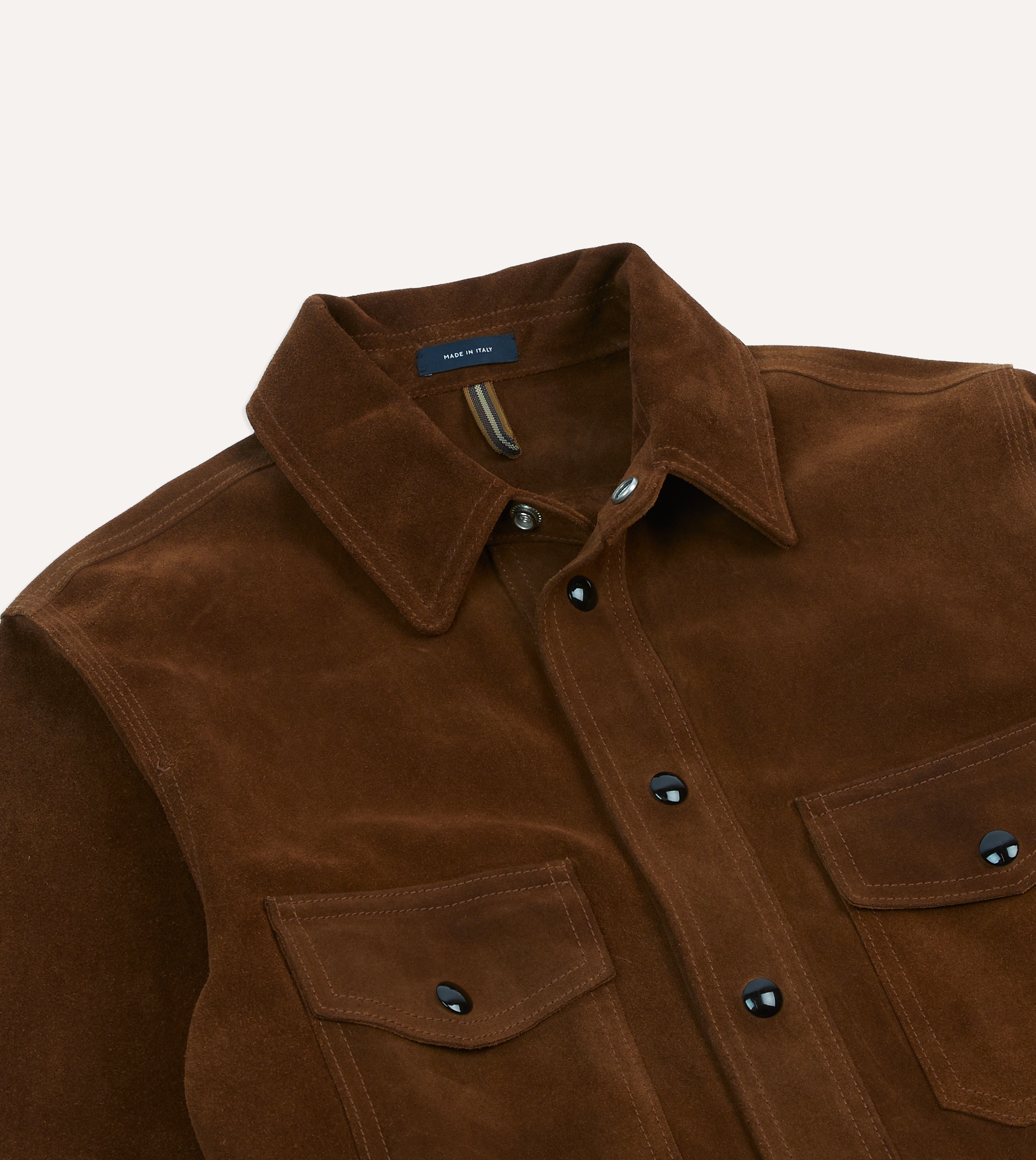 Brown Roughout Suede Overshirt – Drakes US