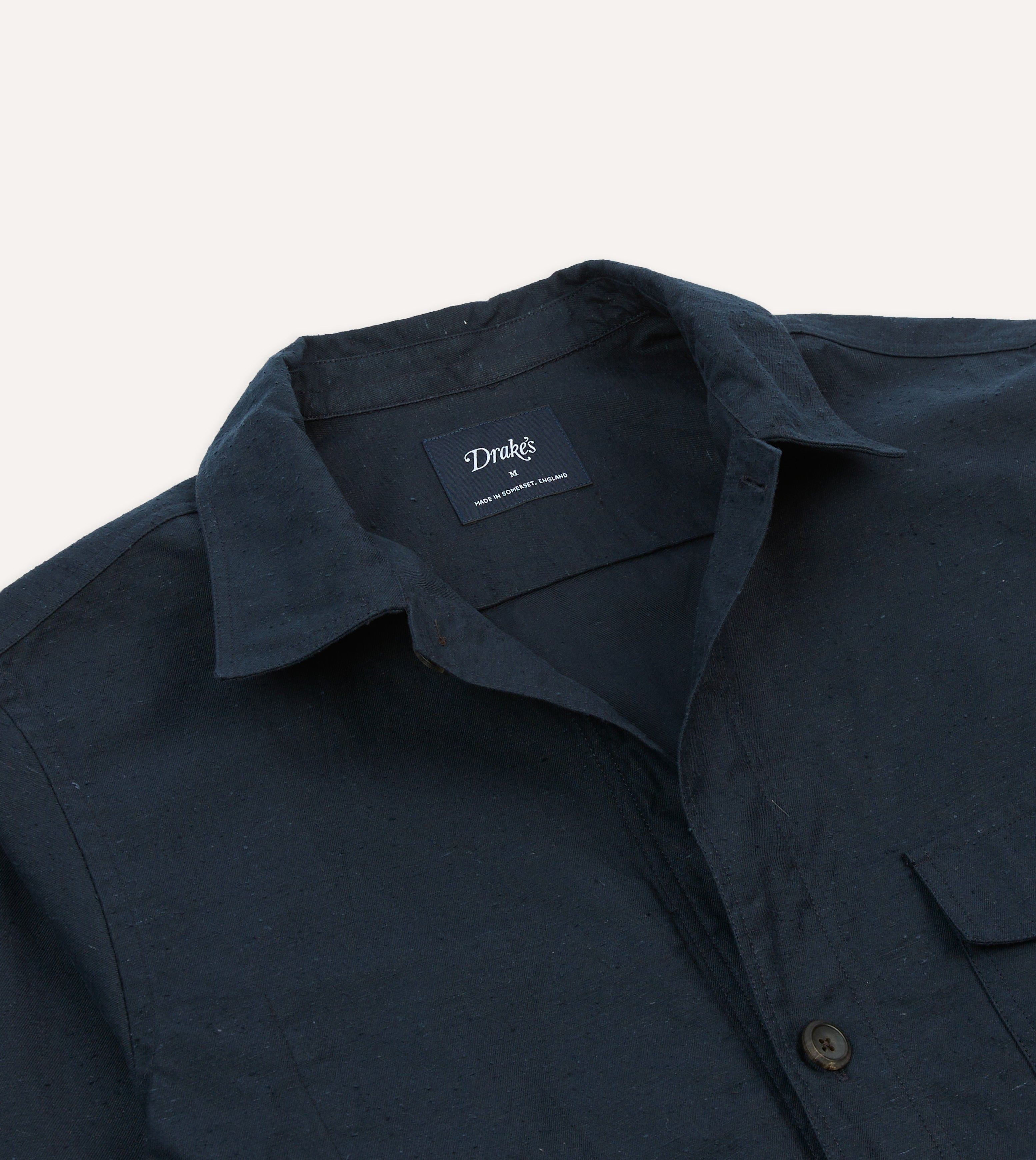 Navy Cotton Overshirt – Drakes US