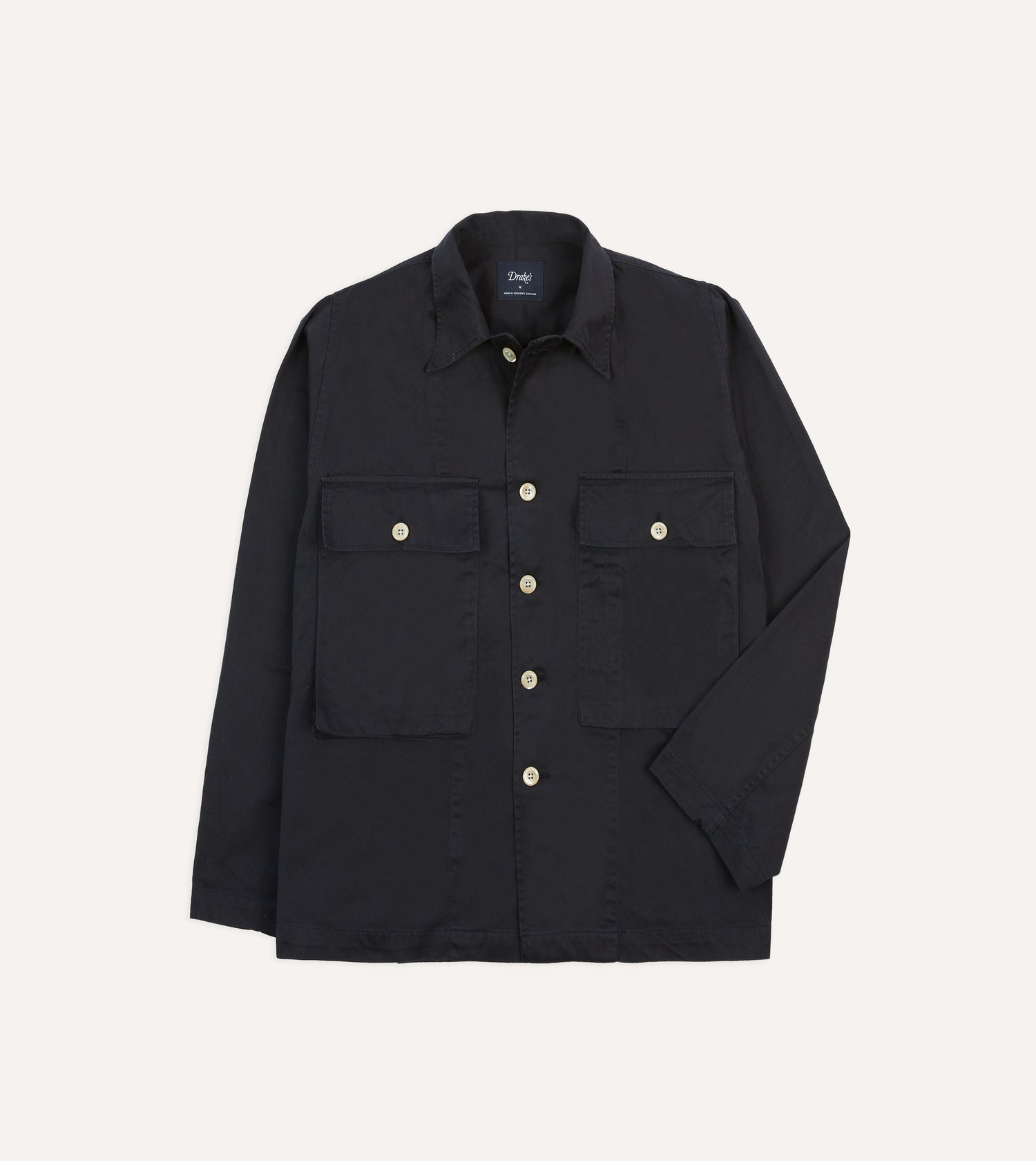 Navy Cotton Military Overshirt