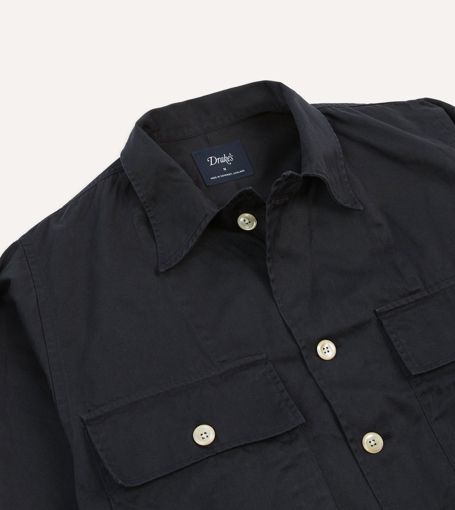 Navy Cotton Military Overshirt