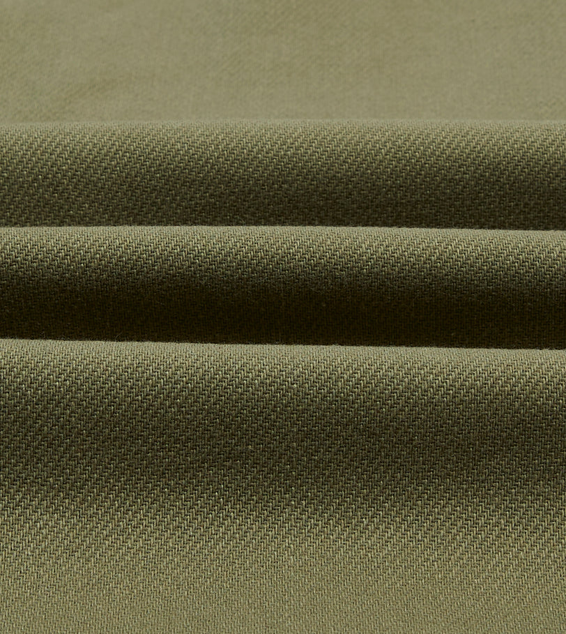 Green Cotton Twill Military Overshirt