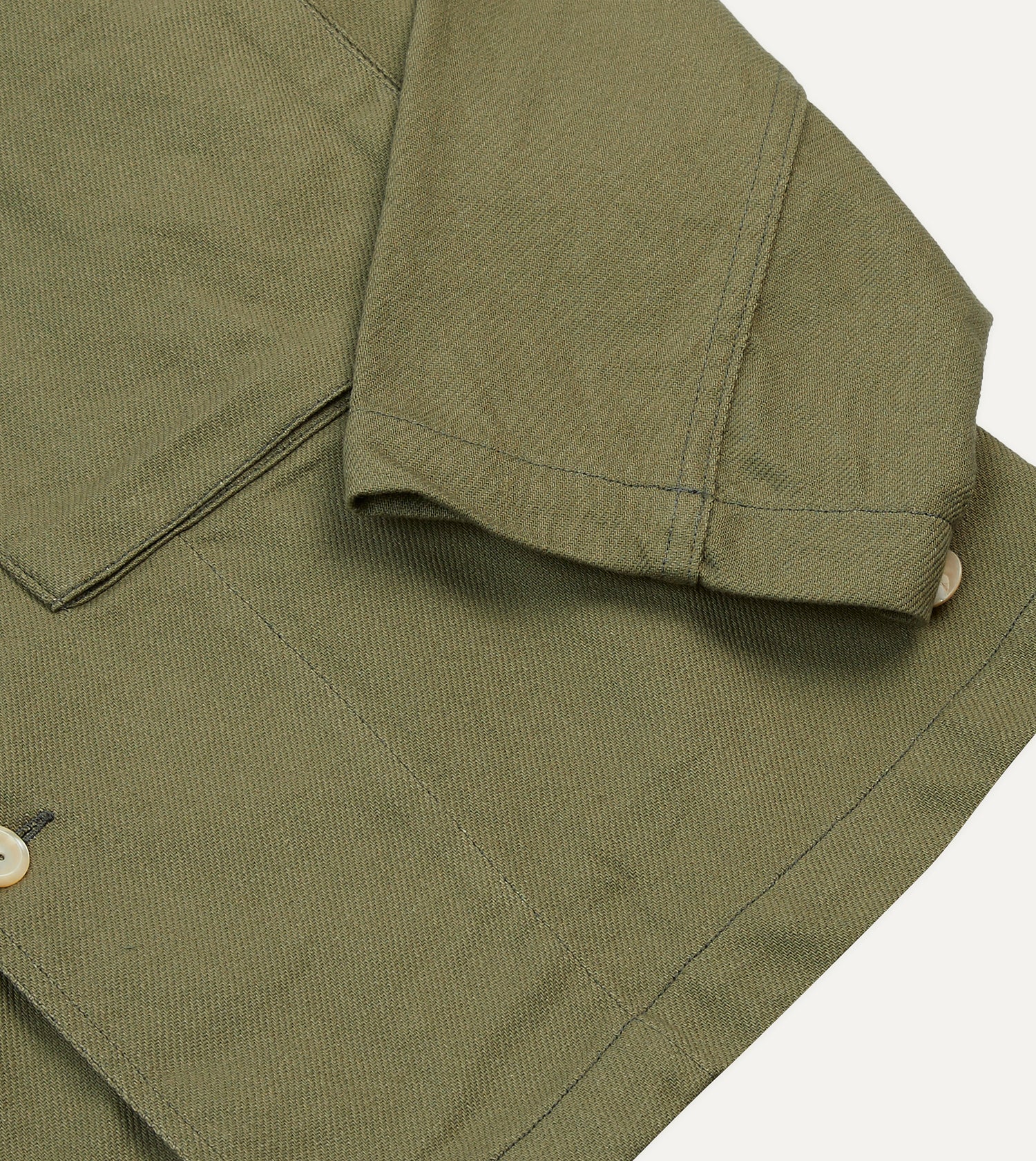 Green Cotton Twill Military Overshirt