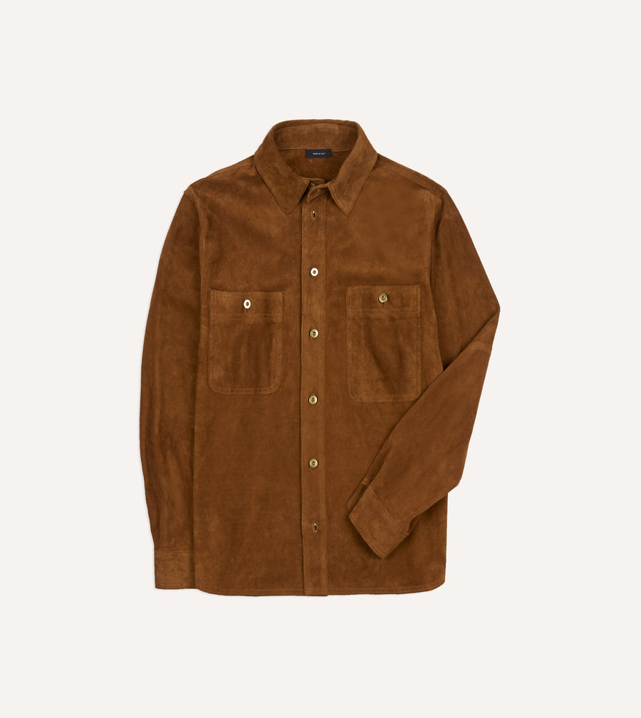 Tobacco Raw Suede Overshirt