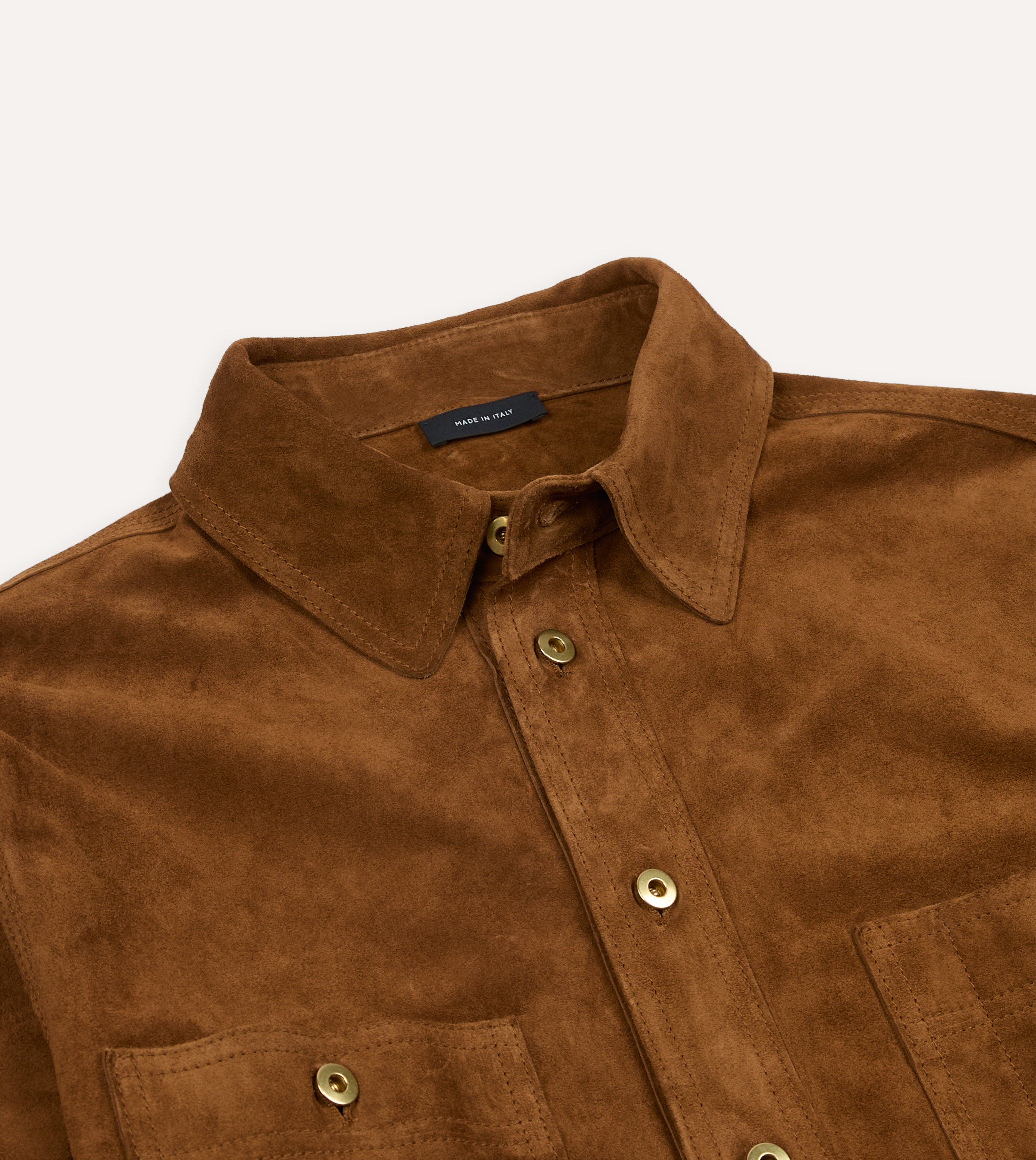 Tobacco Raw Suede Overshirt – Drakes US