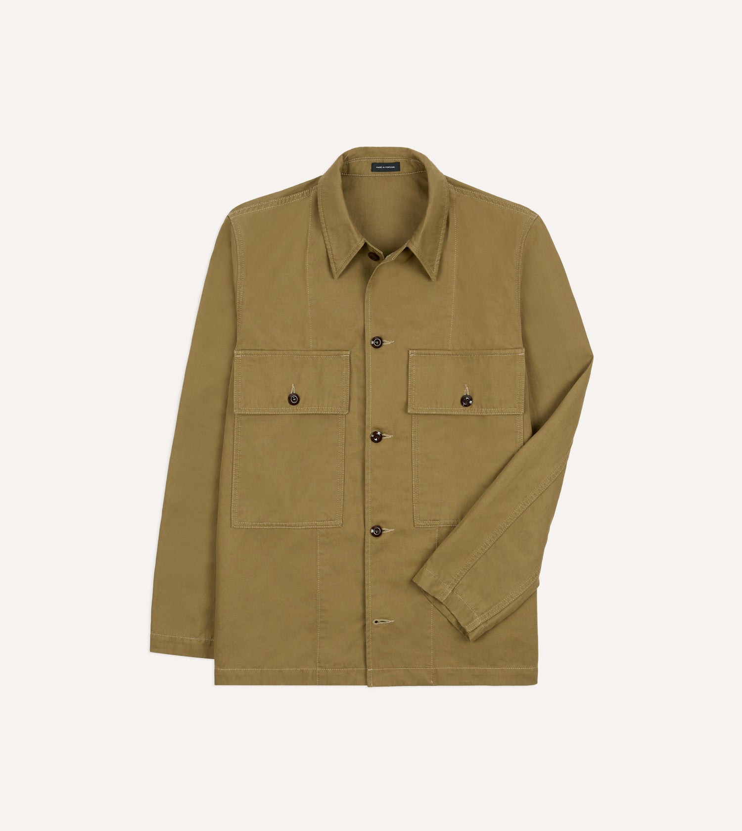 Olive Cotton-Linen Field Shirt