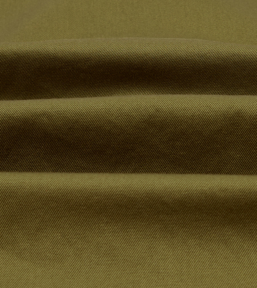 Green Cotton Twill Three-Pocket Overshirt