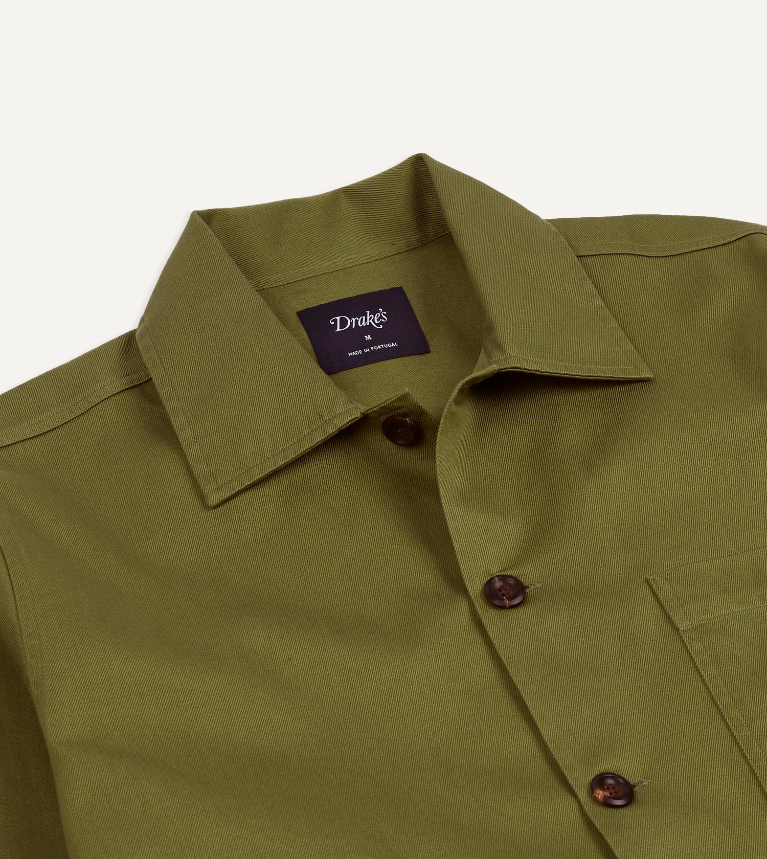 Green Cotton Twill Three-Pocket Overshirt