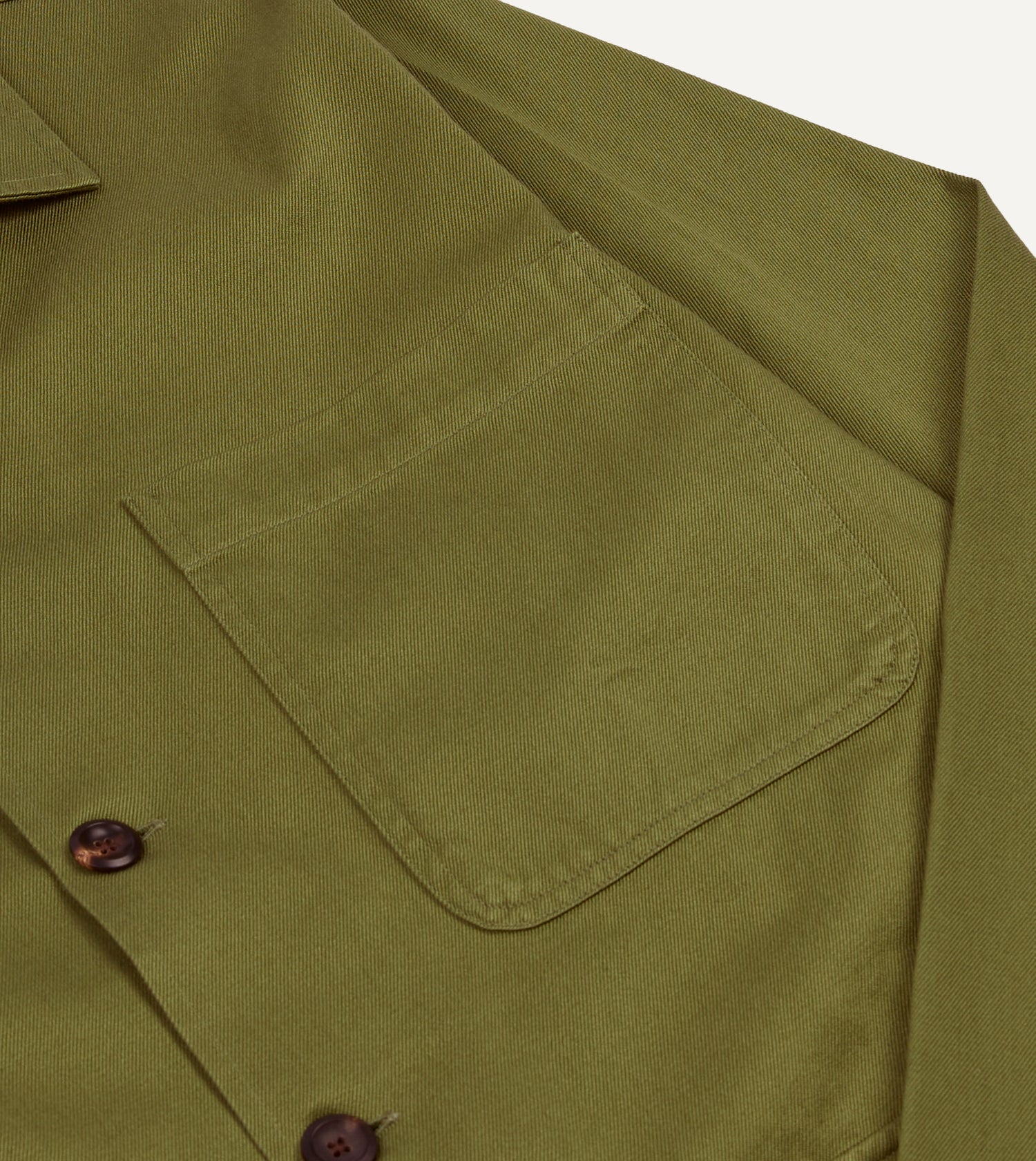 Green Cotton Twill Three-Pocket Overshirt