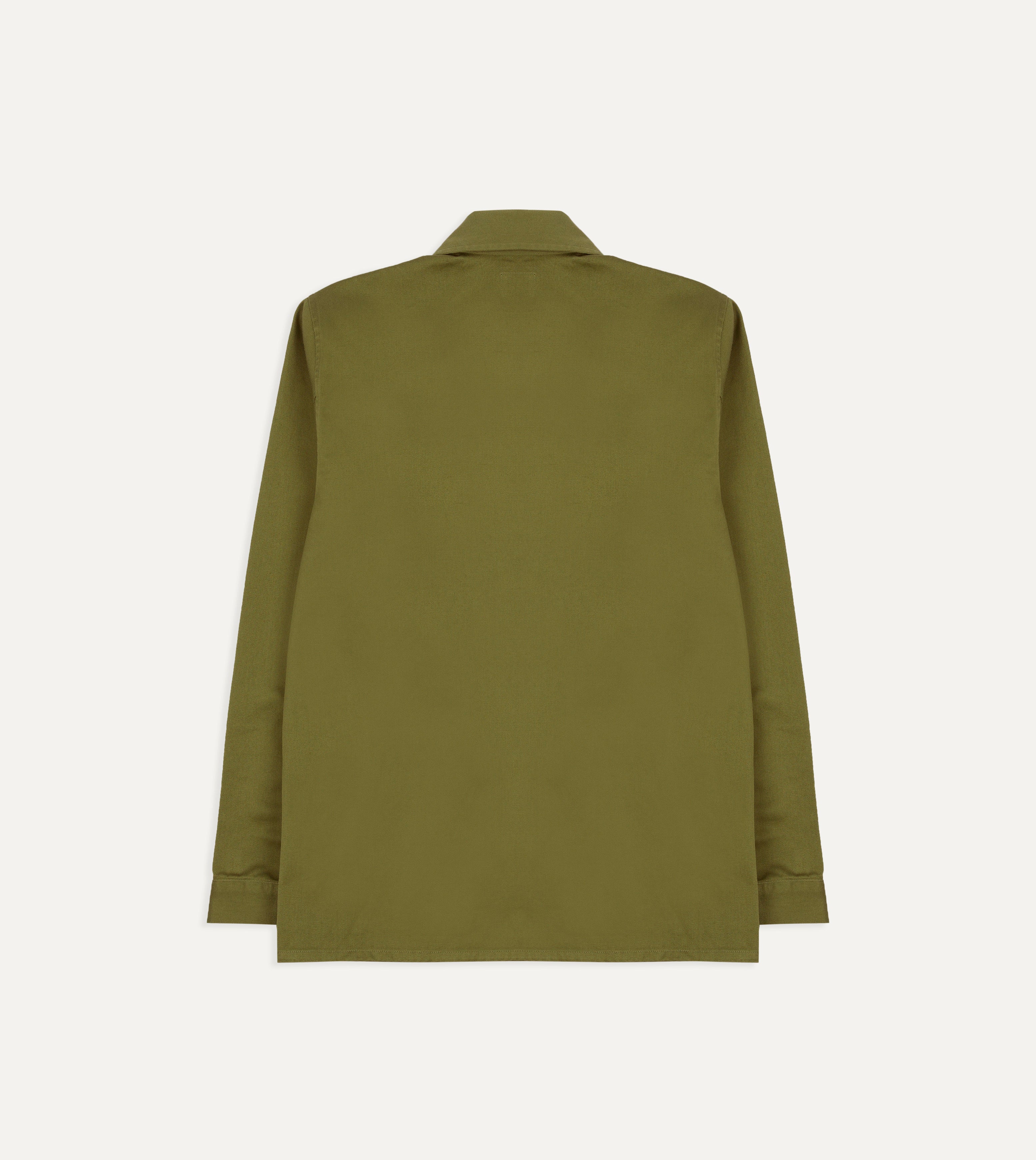 Green Cotton Twill Three-Pocket Overshirt