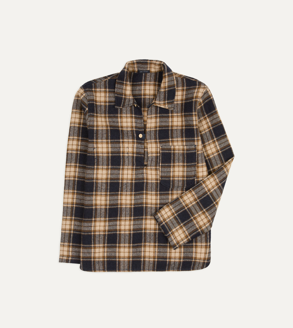 Brown and Navy Linen-Wool Smock