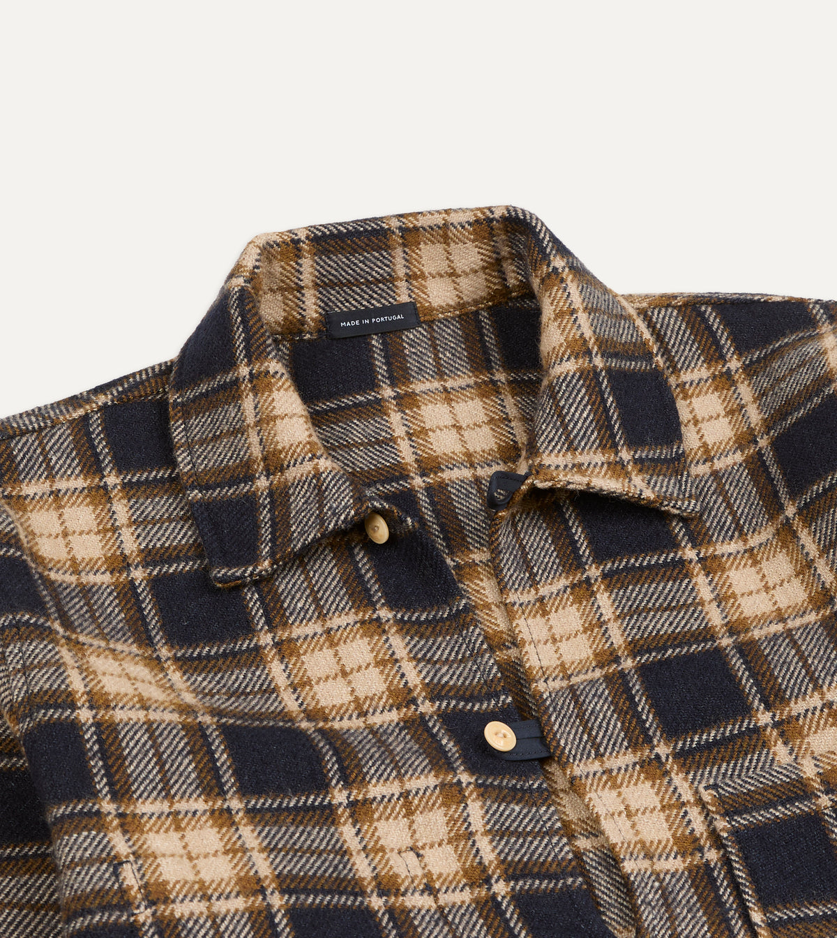 Brown and Navy Linen-Wool Smock