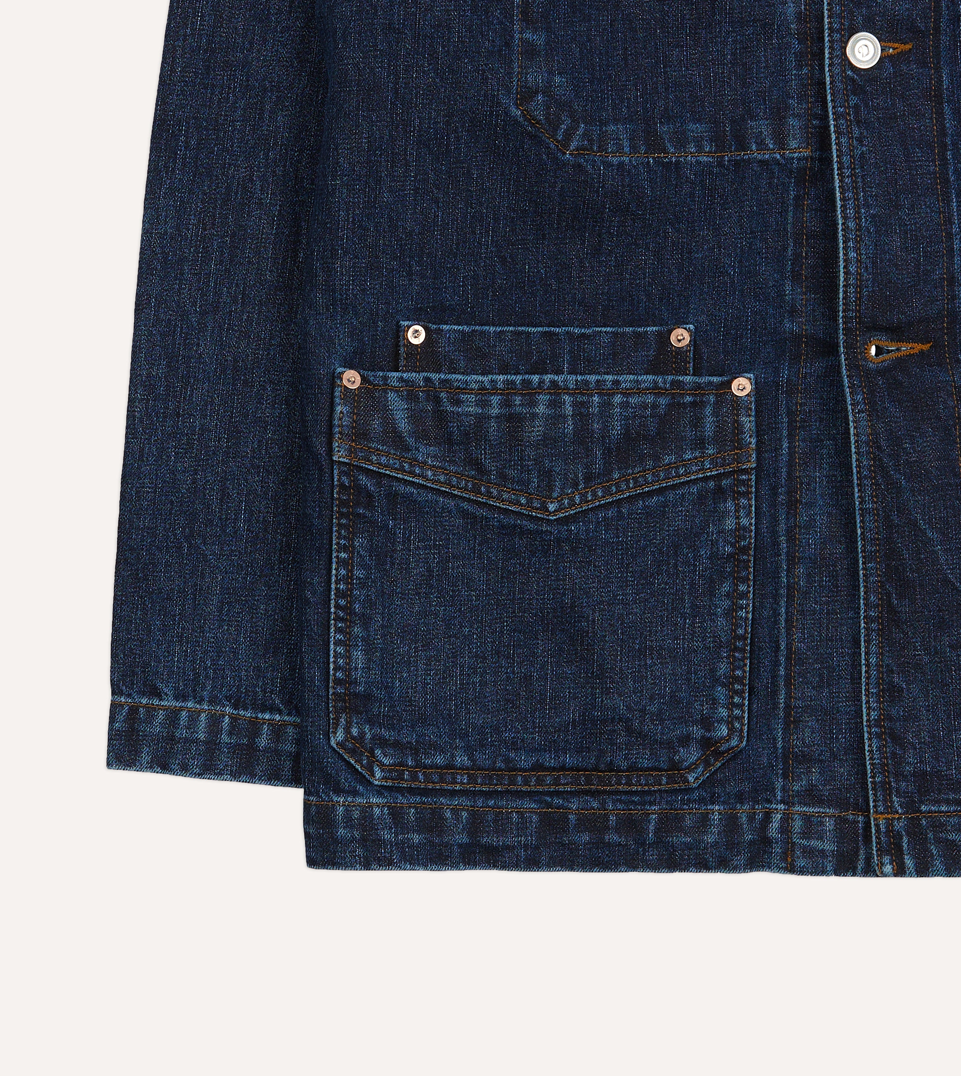 Stone Wash Selvedge Denim Five-Pocket Chore Jacket – Drakes US