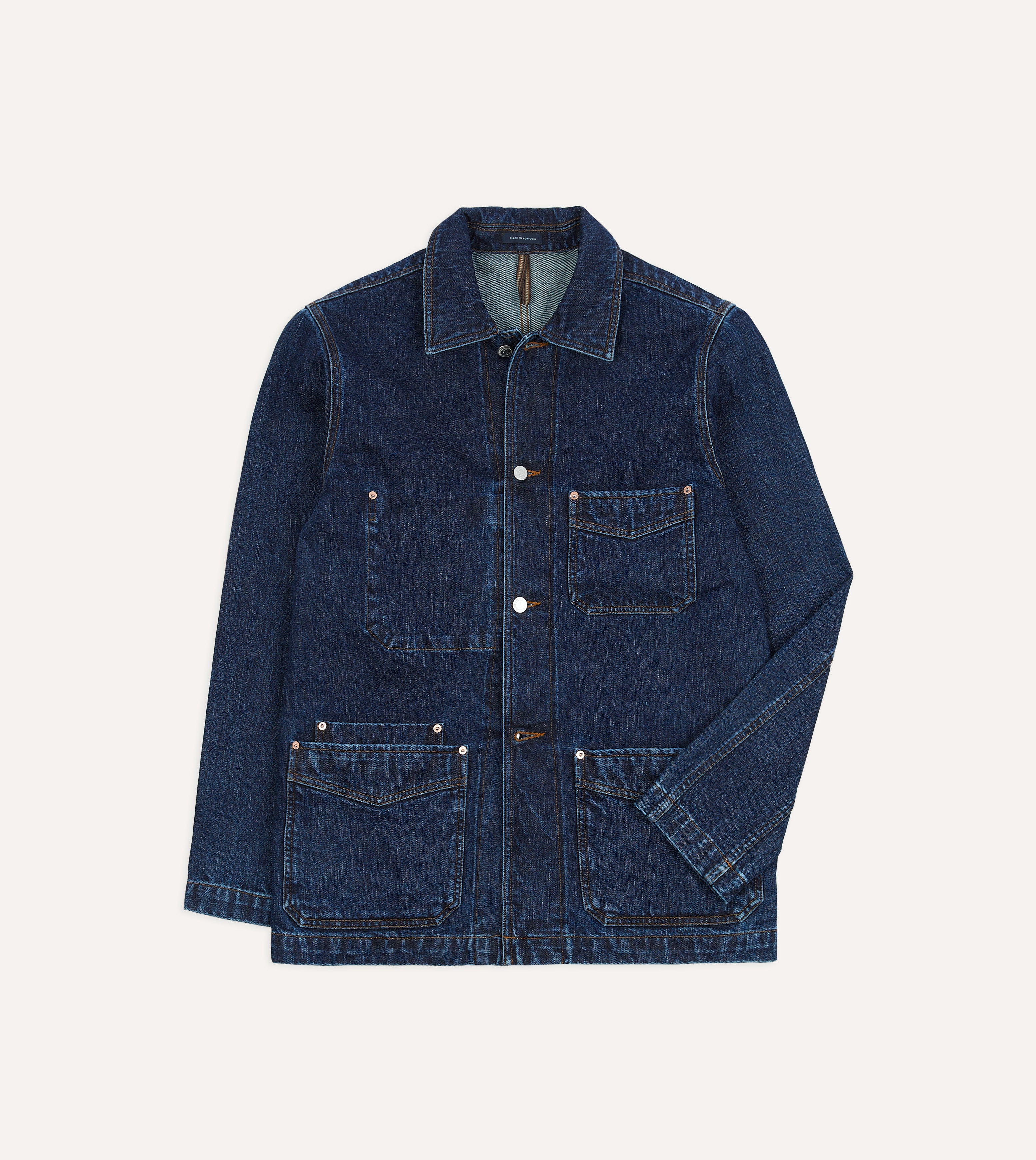 Stone Wash Selvedge Denim Five-Pocket Chore Jacket – Drakes US