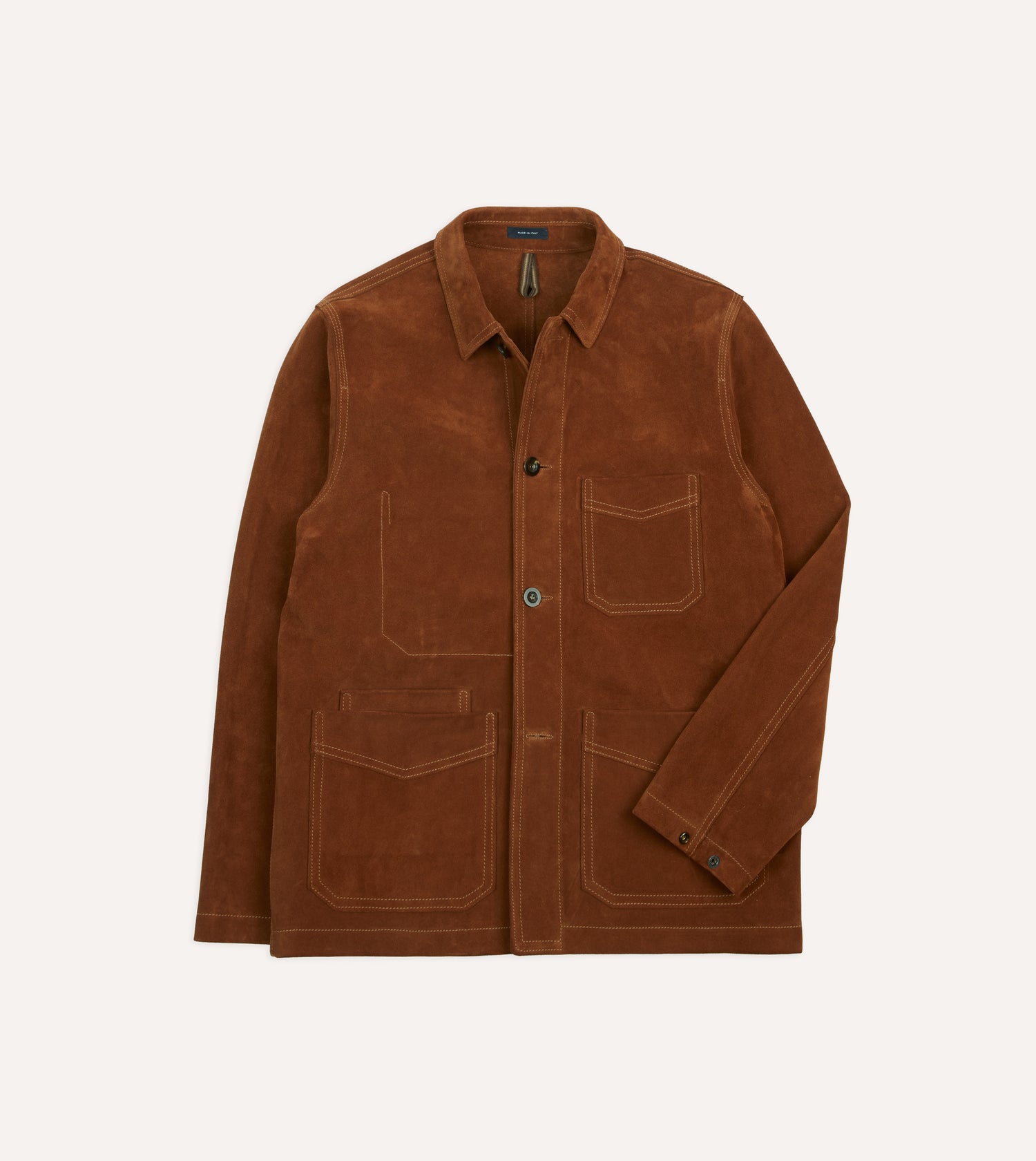 Drakes Ecom - US Rust Heavyweight Suede Five-Pocket Chore Jacket