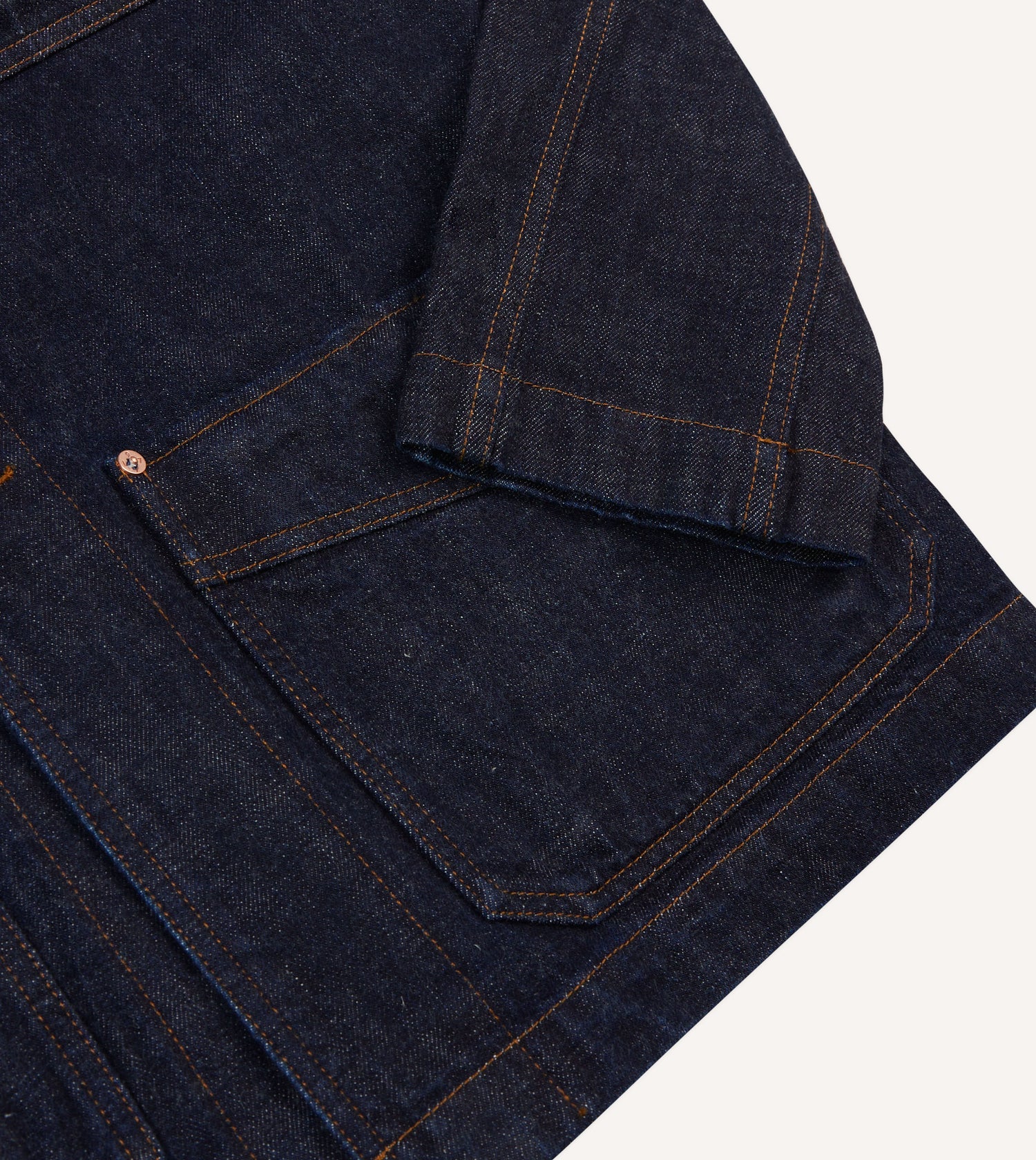 Indigo Rinse Denim Five-Pocket Chore Jacket