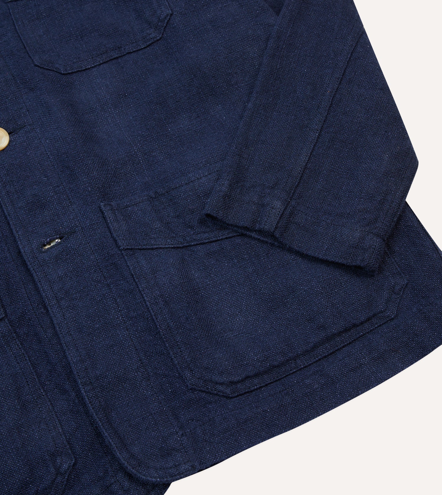 Navy Linen Five-Pocket Chore Jacket