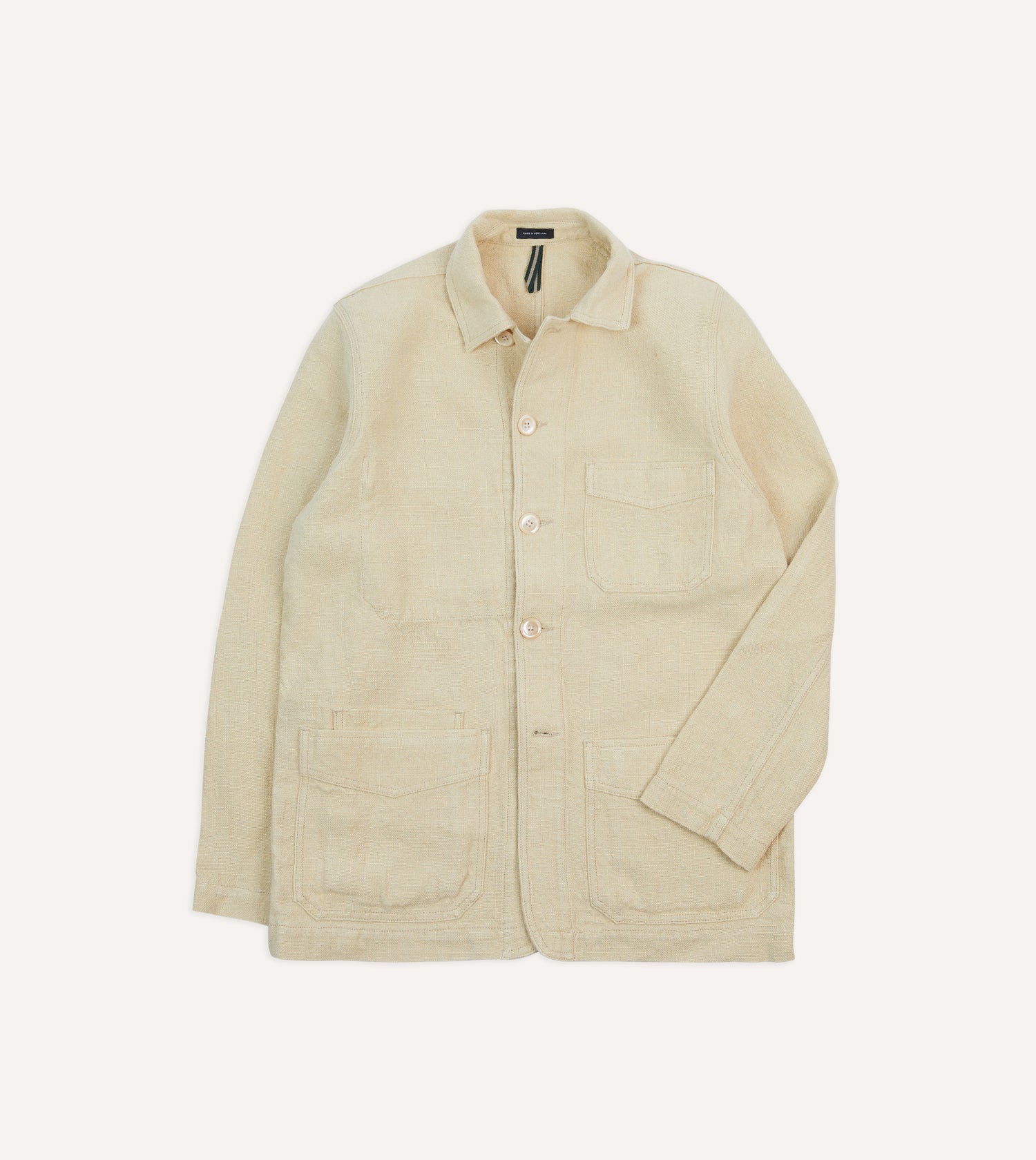 Ecru Linen Five-Pocket Chore Jacket