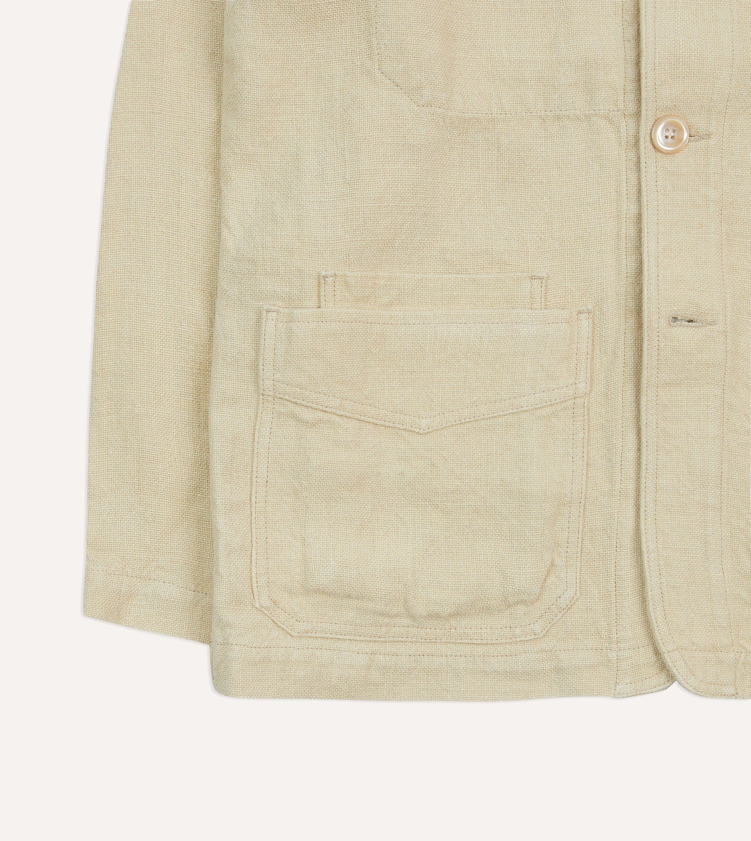 Ecru Linen Five-Pocket Chore Jacket