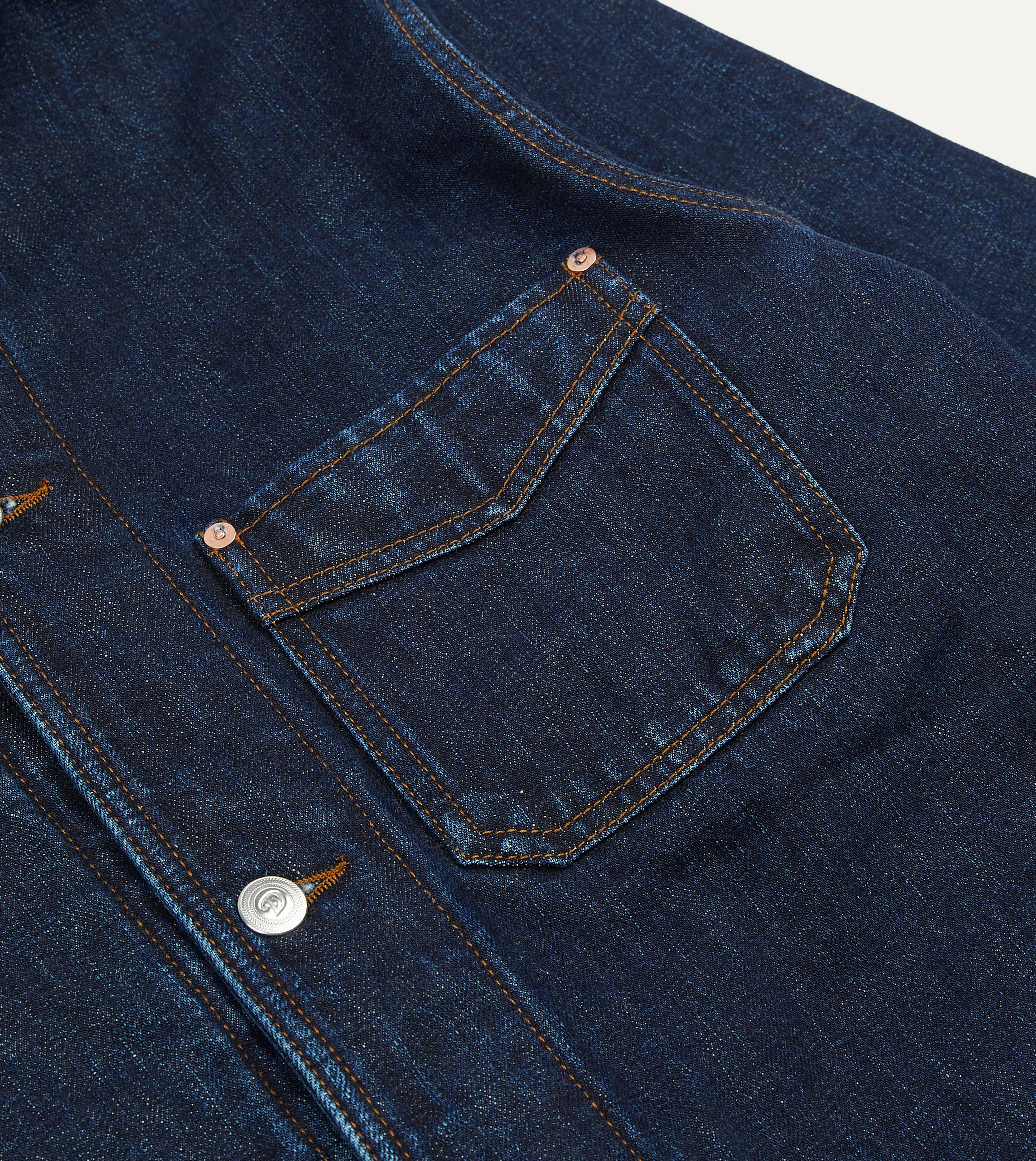 Stone Wash Selvedge Denim Five-Pocket Chore Jacket with Blanket 