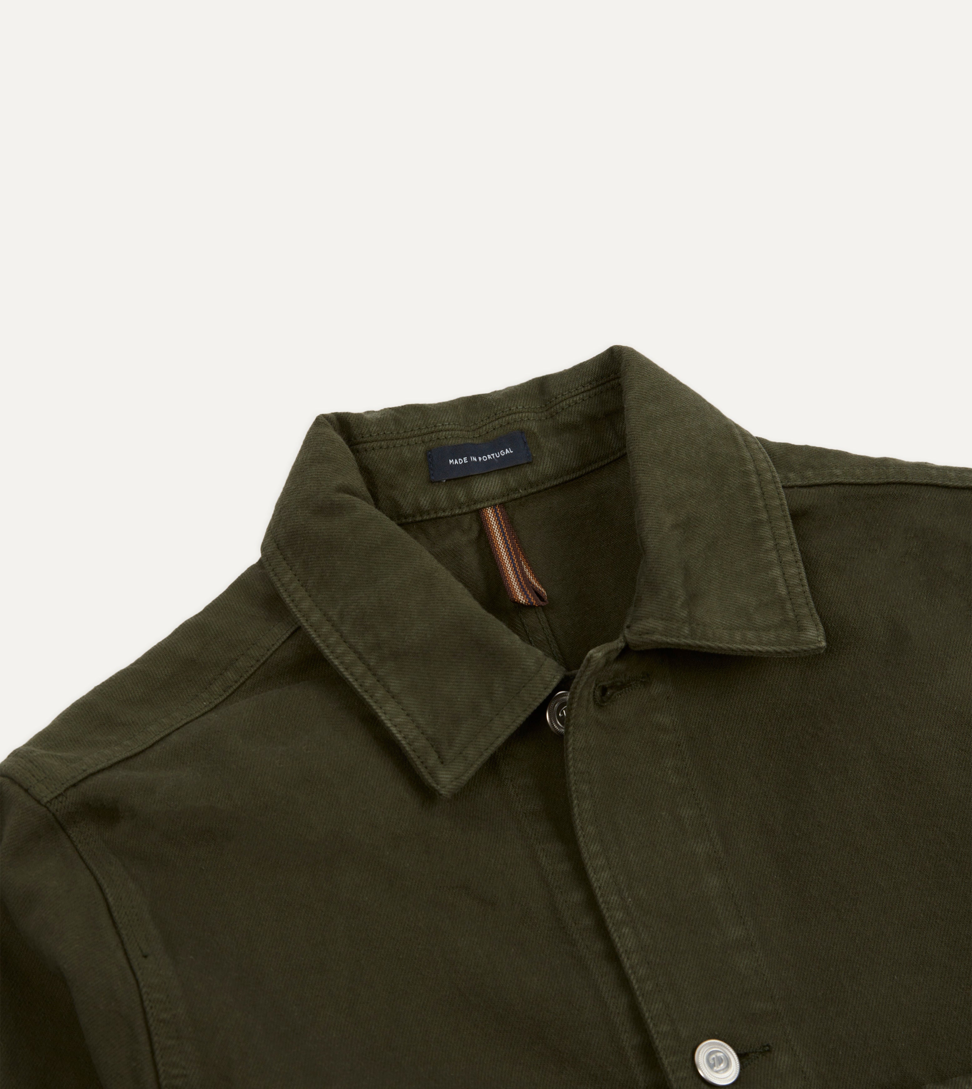 Green Heavy Twill Cotton Five-Pocket Chore Jacket – Drakes US