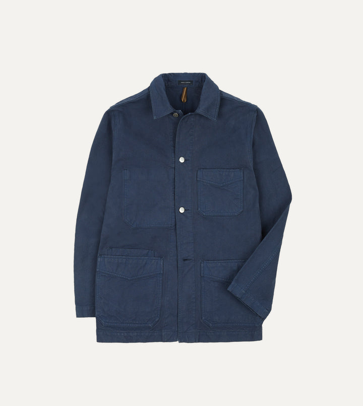 Navy Cotton Duck Canvas Five-Pocket Chore Jacket – Drakes US