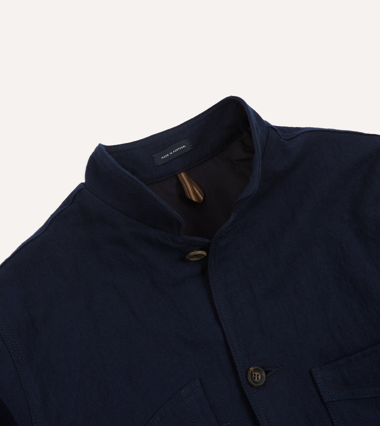 Navy Wool-Cotton Five-Pocket Artist Chore Jacket