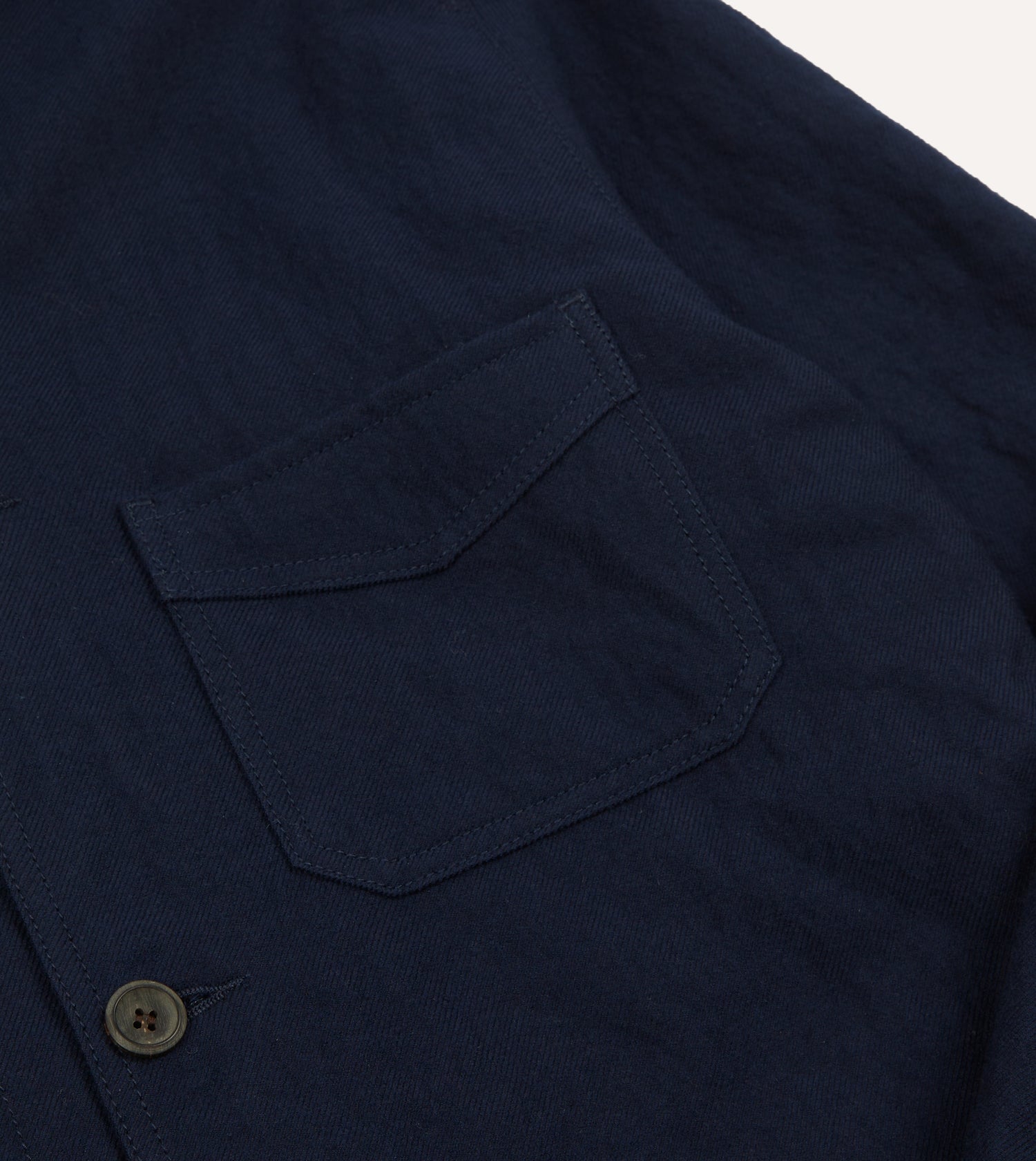 Navy Wool-Cotton Five-Pocket Artist Chore Jacket