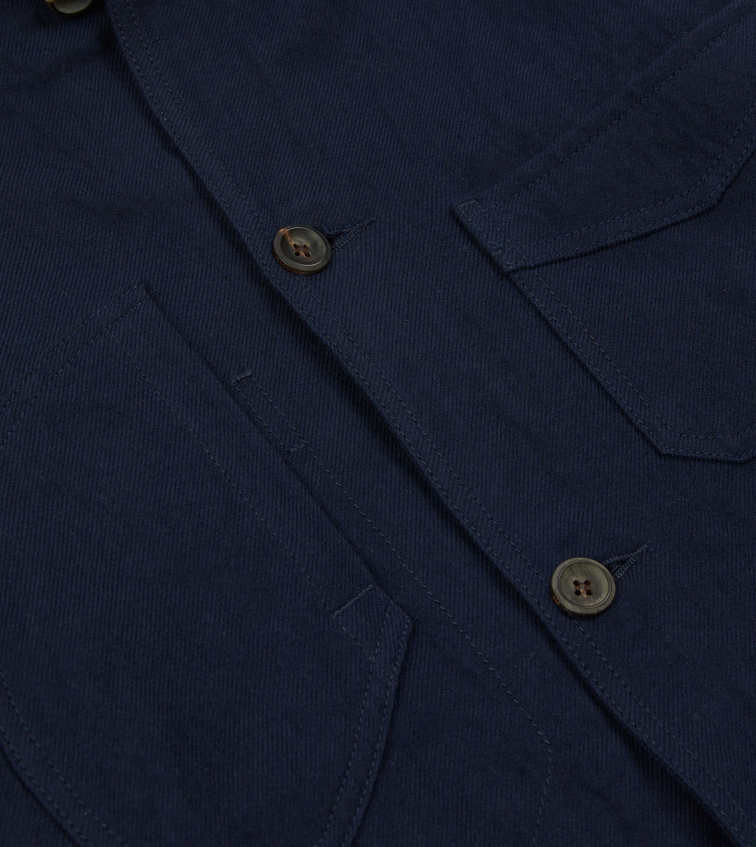 Navy Wool-Cotton Five-Pocket Artist Chore Jacket