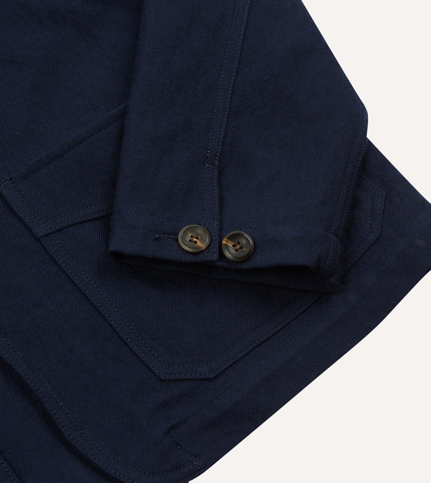 Navy Wool-Cotton Five-Pocket Artist Chore Jacket