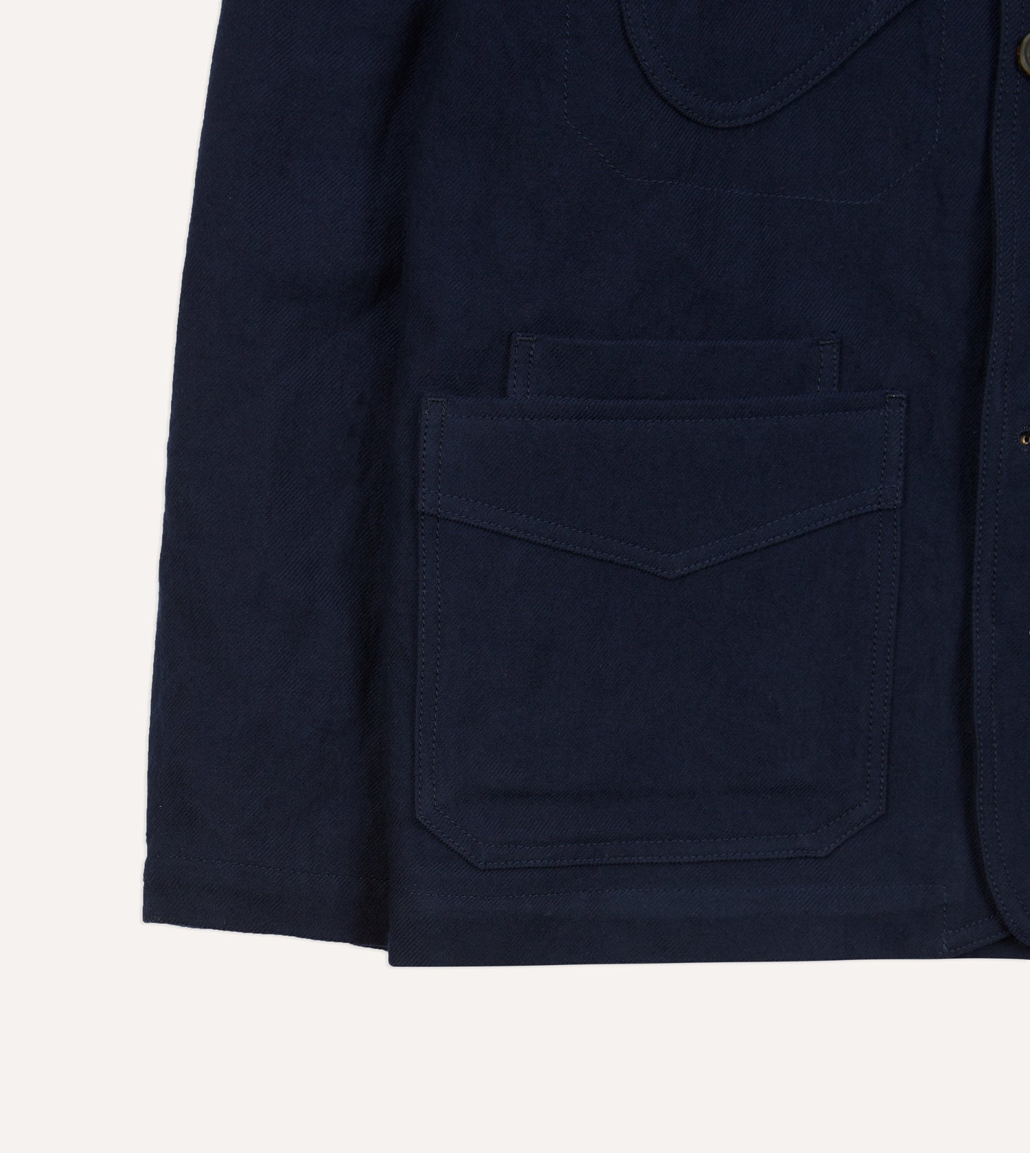 Navy Wool-Cotton Five-Pocket Artist Chore Jacket