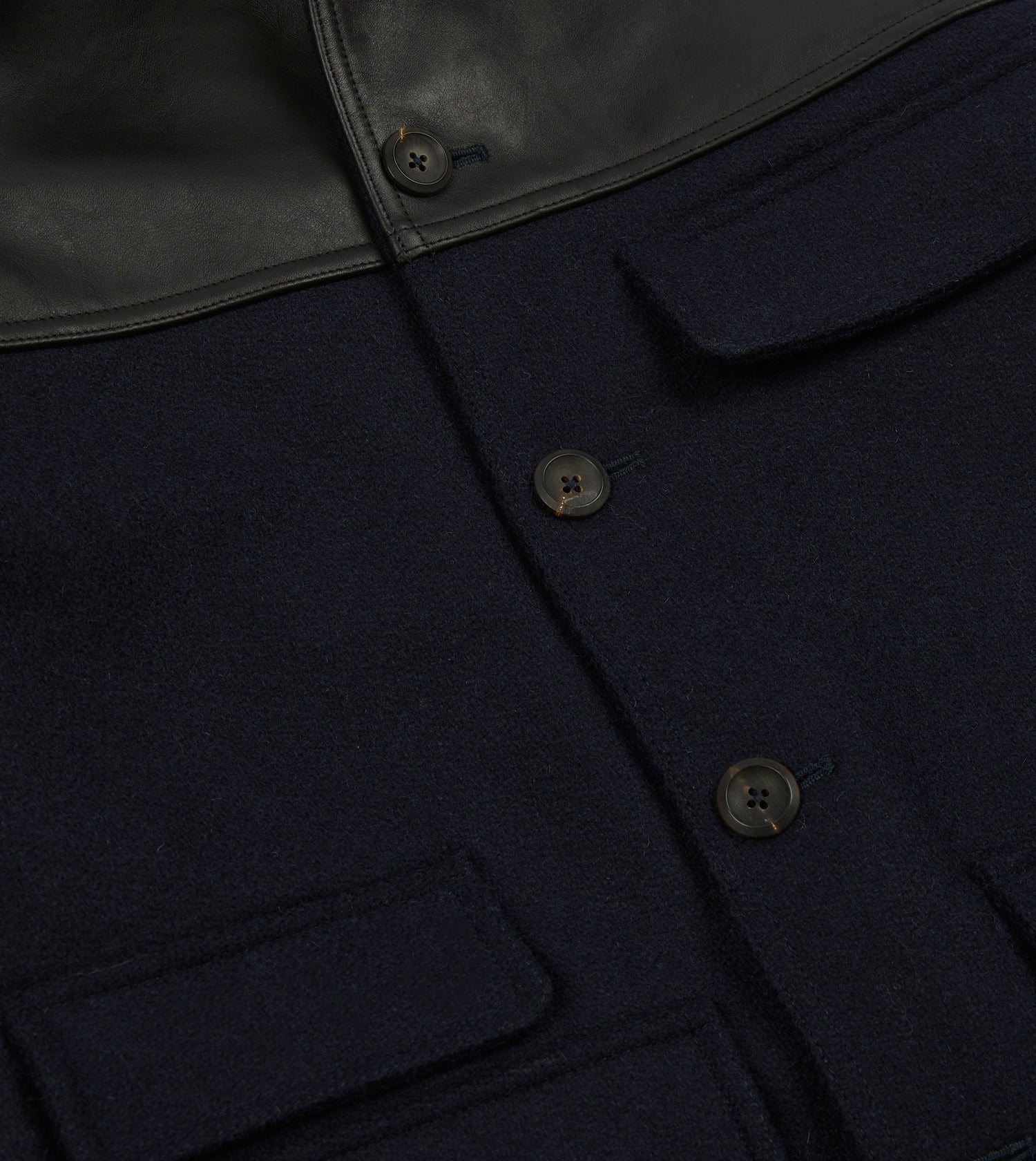 Navy Wool and Leather Donkey Chore Jacket