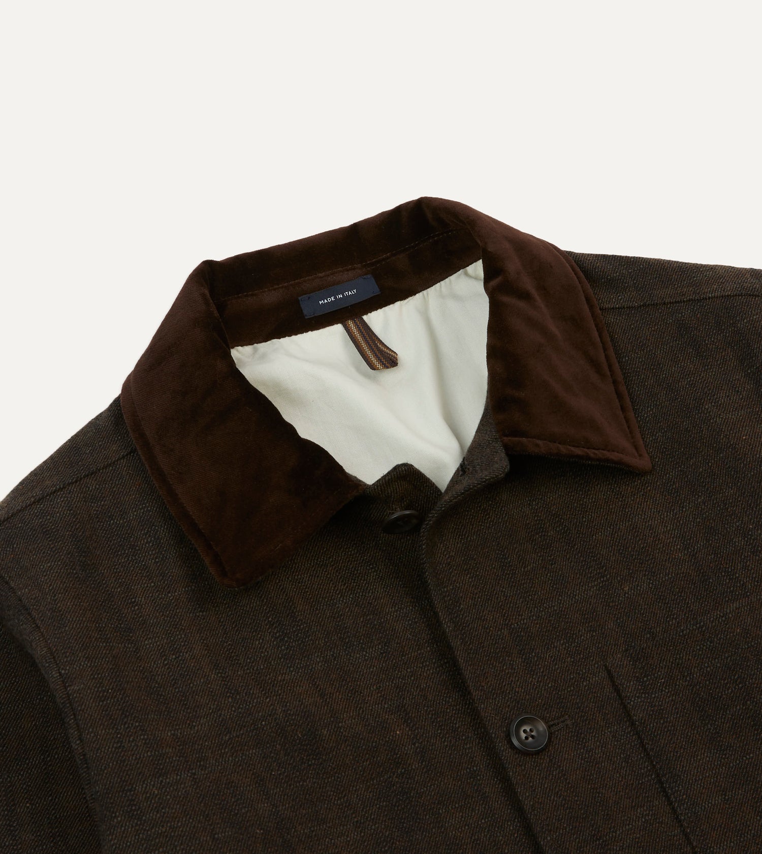 Brown Wool-Cotton Three-Pocket Chore Jacket