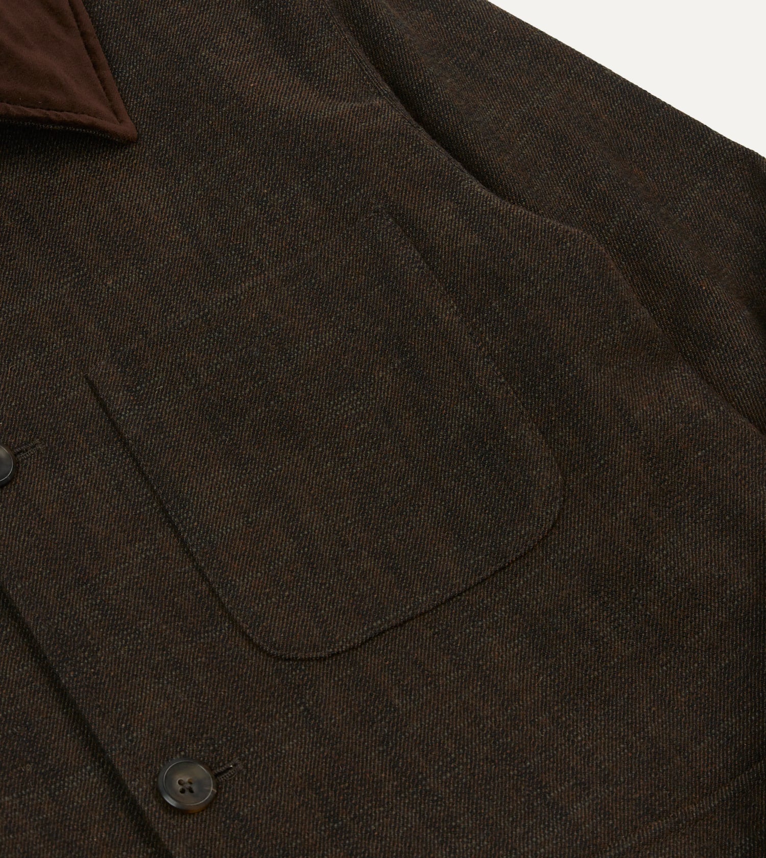 Brown Wool-Cotton Three-Pocket Chore Jacket