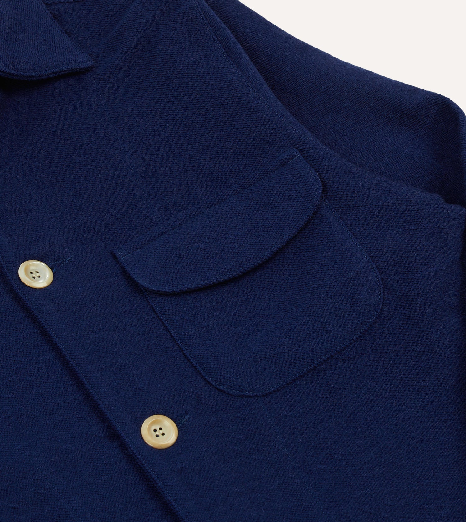 Blue Wool-Linen Three-Pocket Chore Jacket