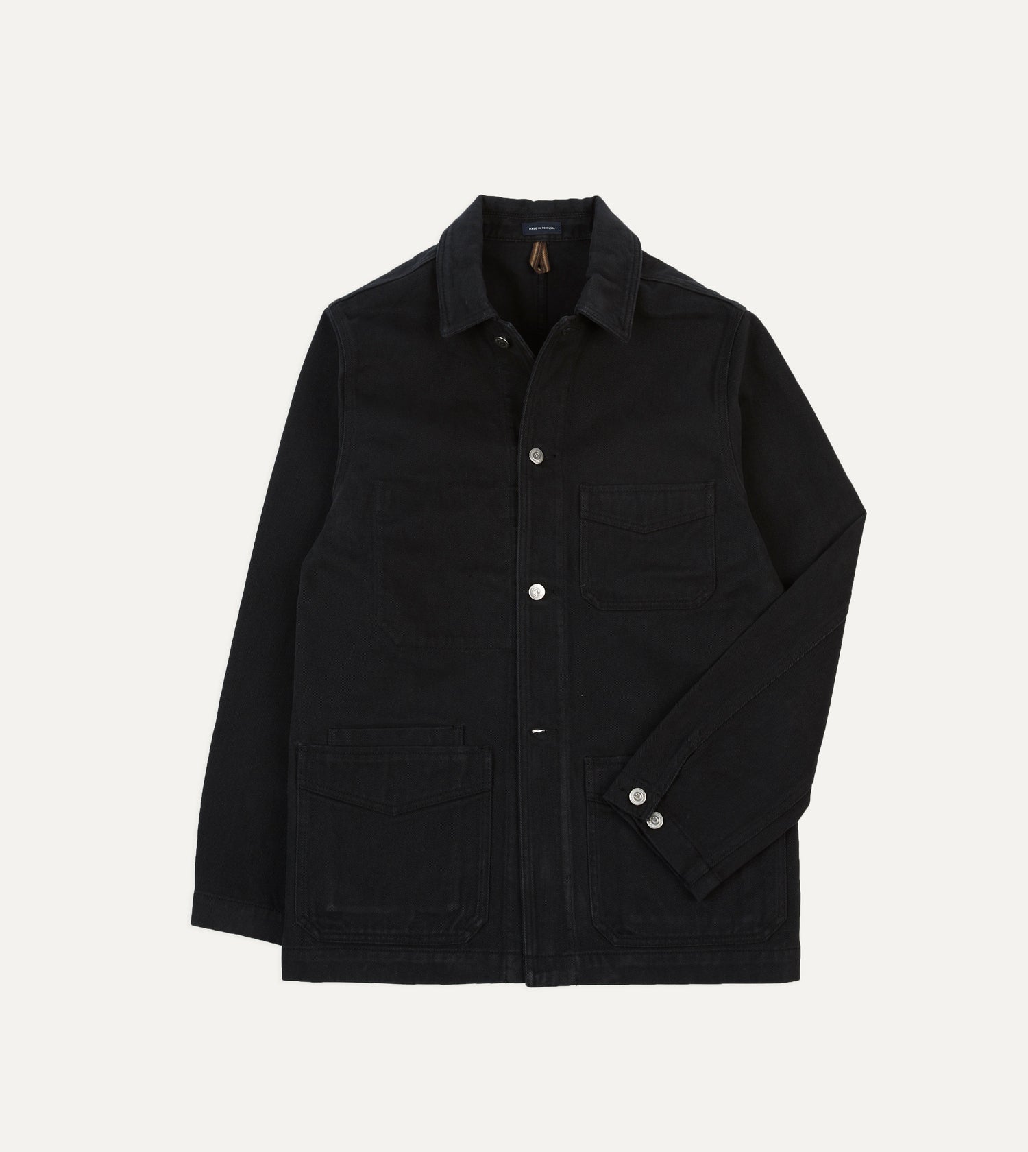 Black Heavy Twill Cotton Five-Pocket Chore Jacket