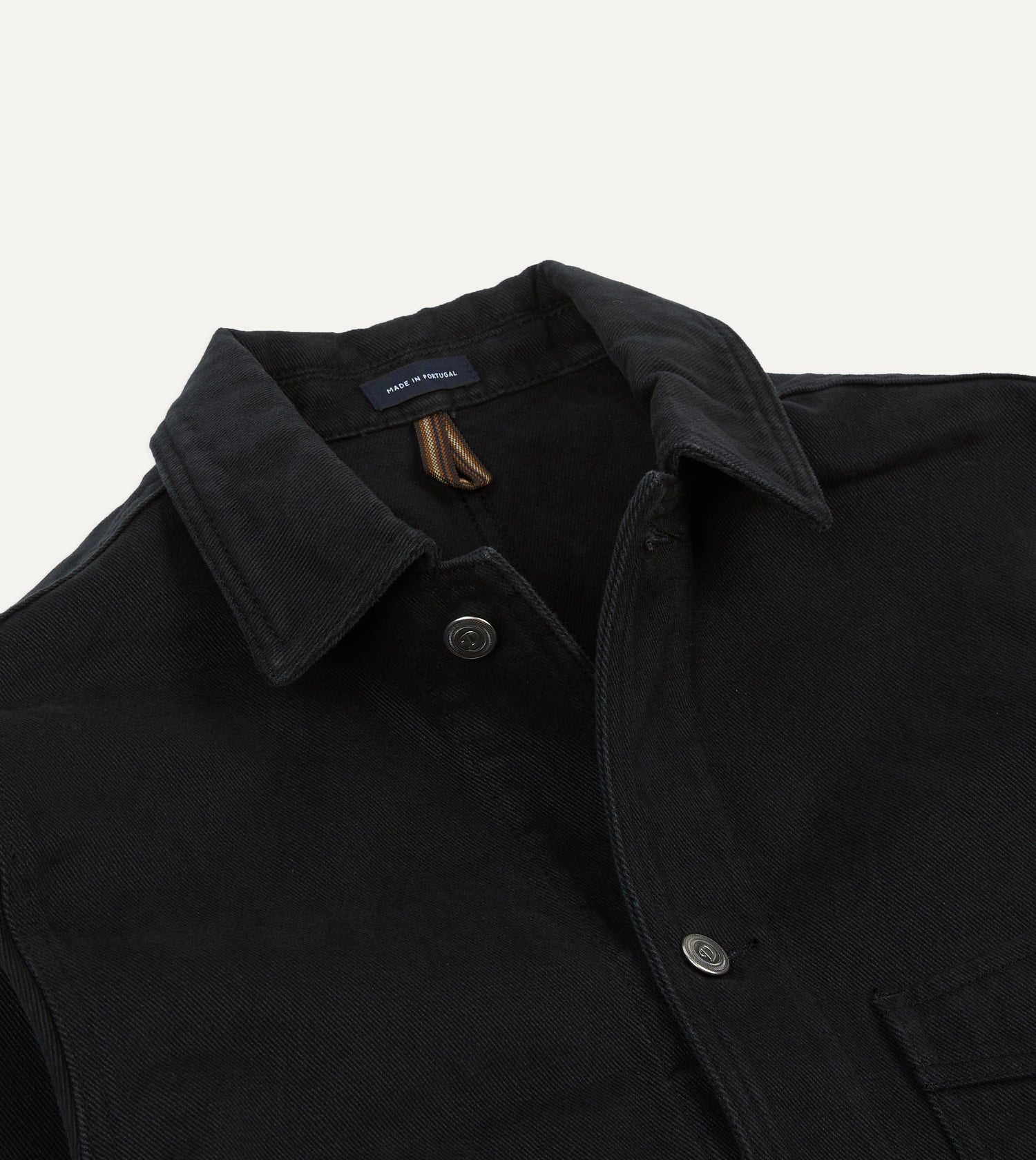 Black Heavy Twill Cotton Five-Pocket Chore Jacket