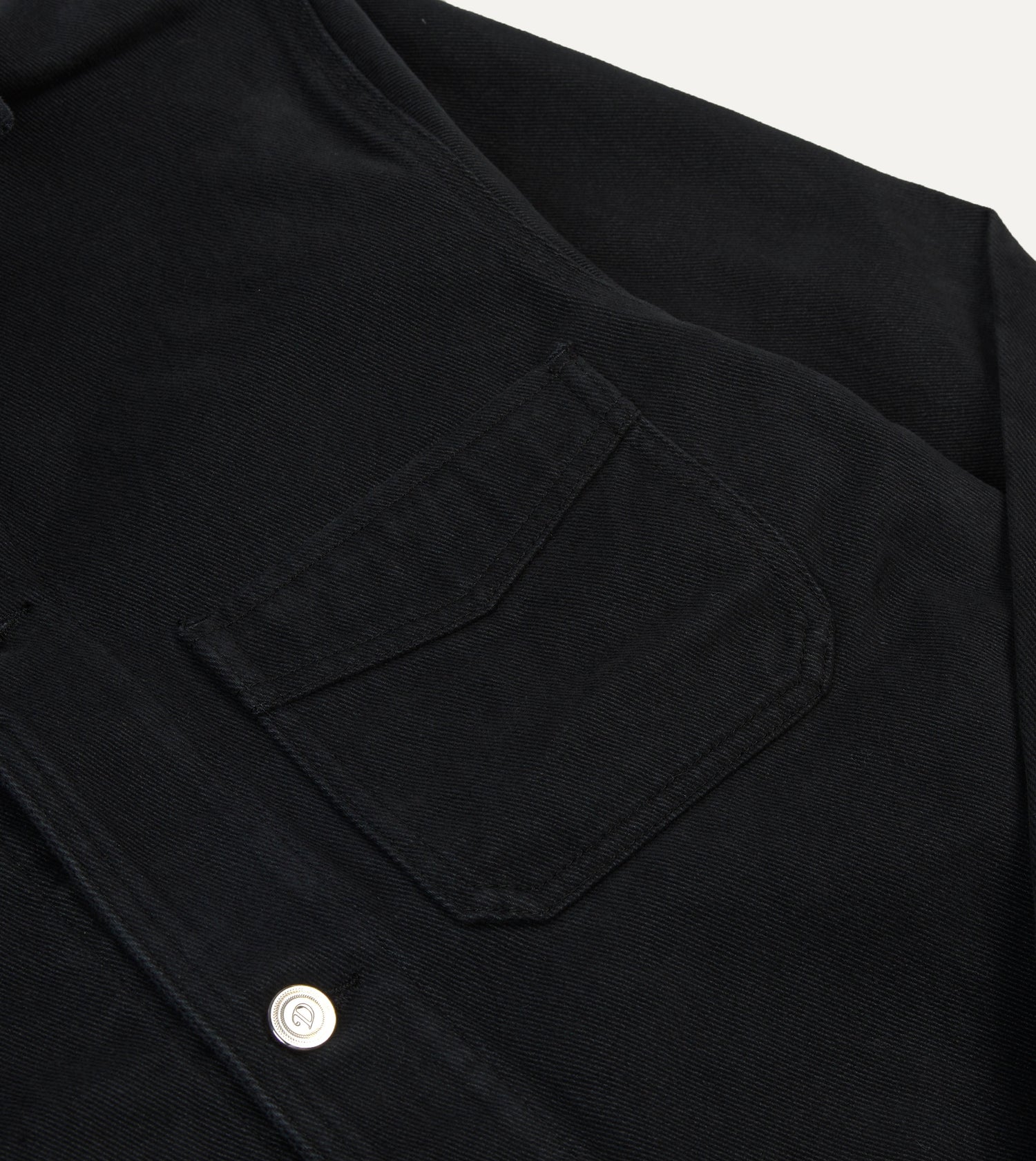 Black Heavy Twill Cotton Five-Pocket Chore Jacket