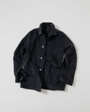 Black Heavy Twill Cotton Five-Pocket Chore Jacket