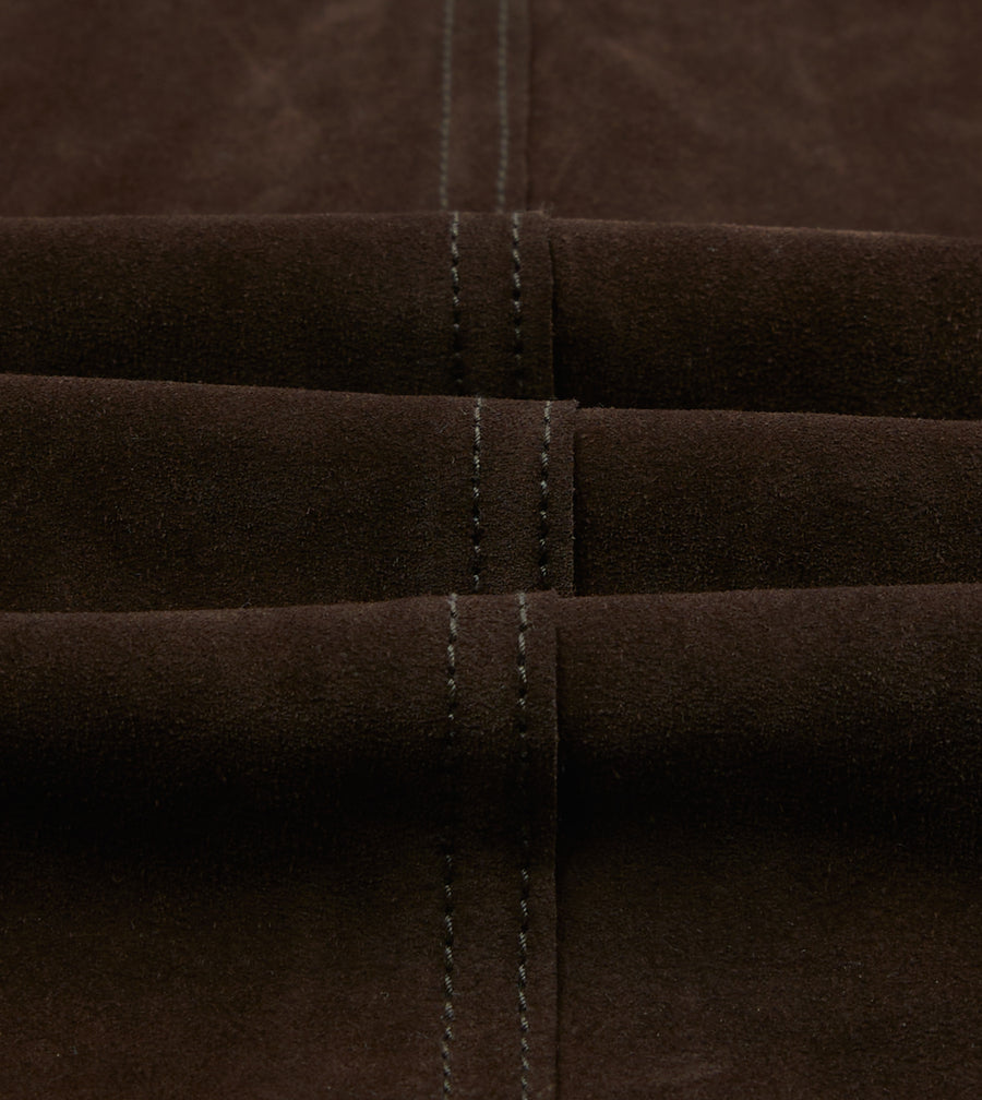 Chocolate Brown Heavyweight Suede Five-Pocket Chore Jacket