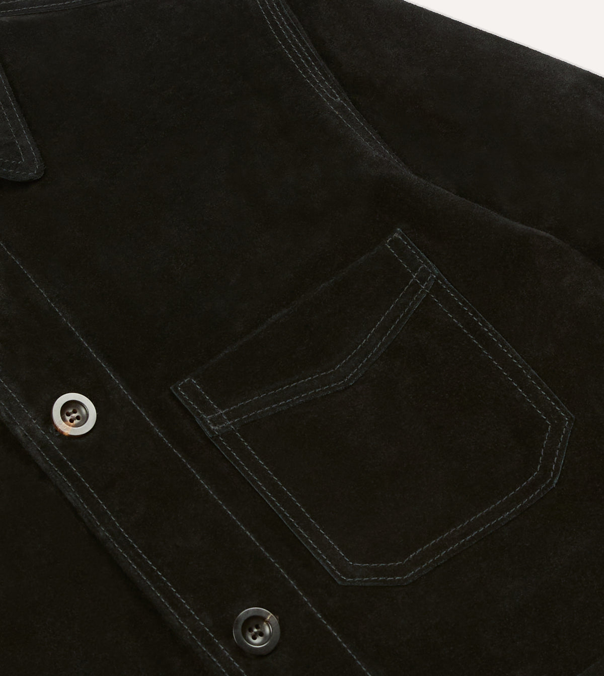 Black Heavyweight Suede Five-Pocket Chore Jacket
