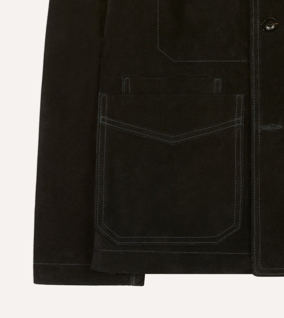 Black Heavyweight Suede Five-Pocket Chore Jacket