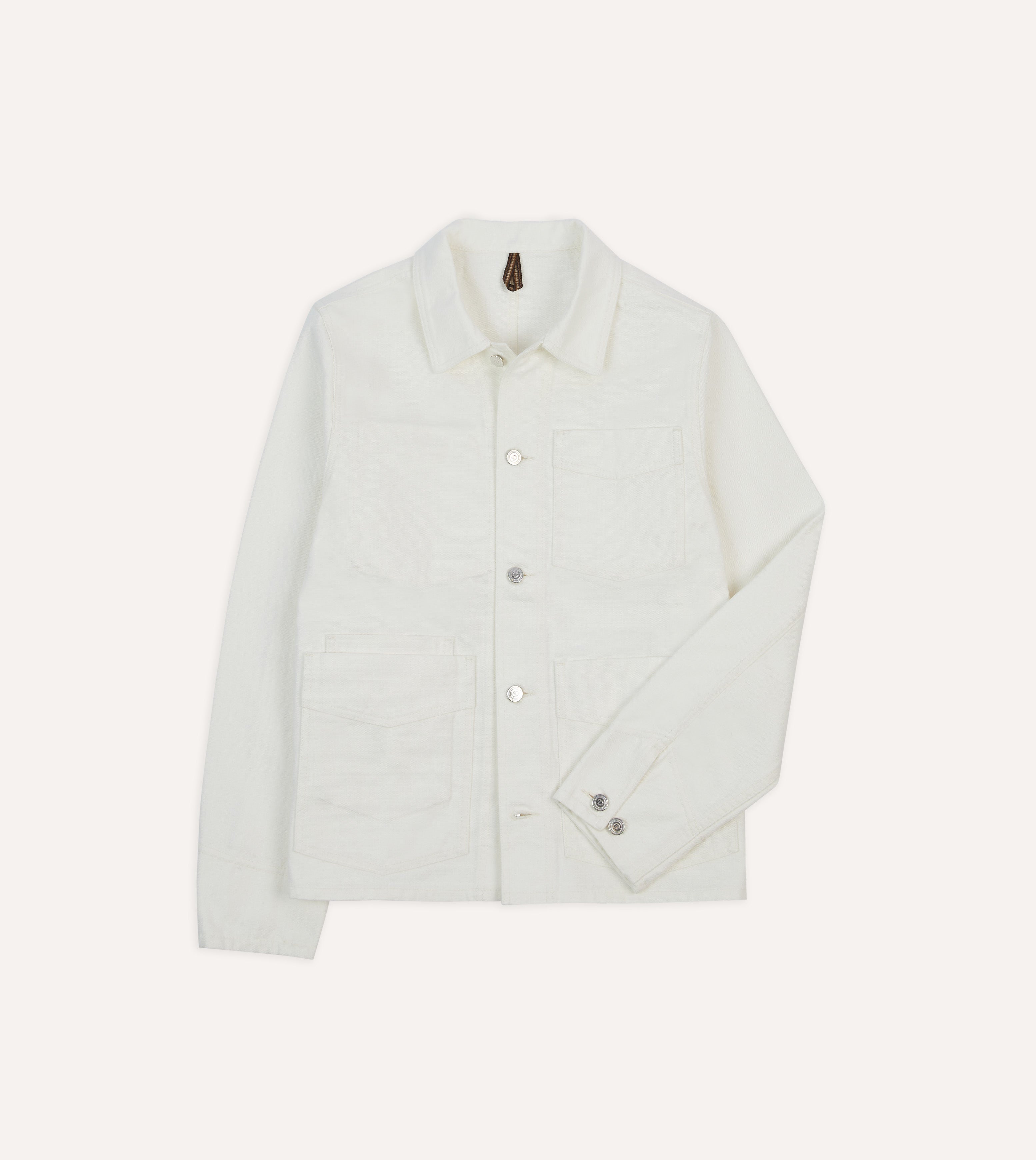 Ecru Cotton Canvas Work Jacket 40 Drake s