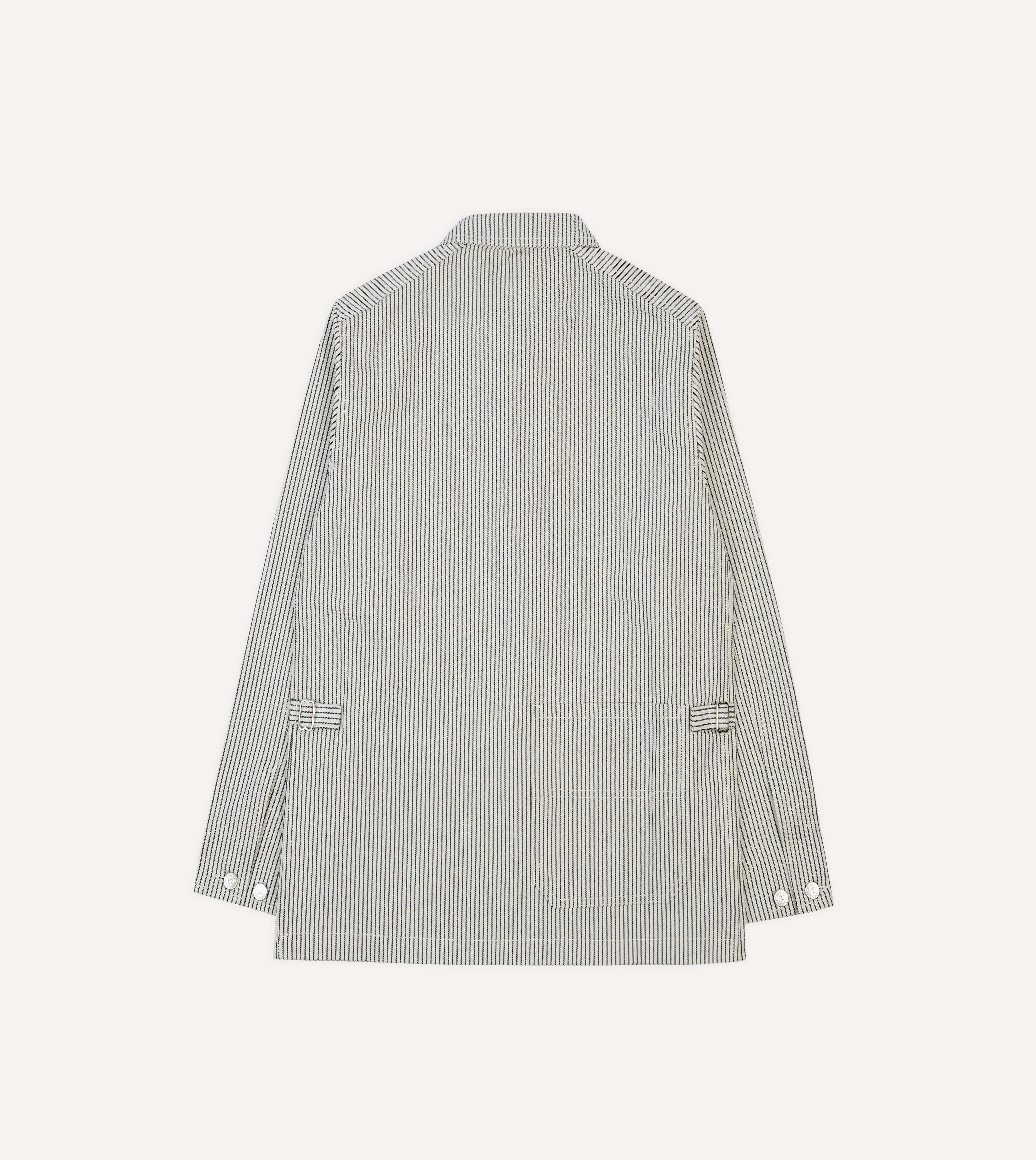 Navy and Ecru Stripe Cotton Stoker Jacket