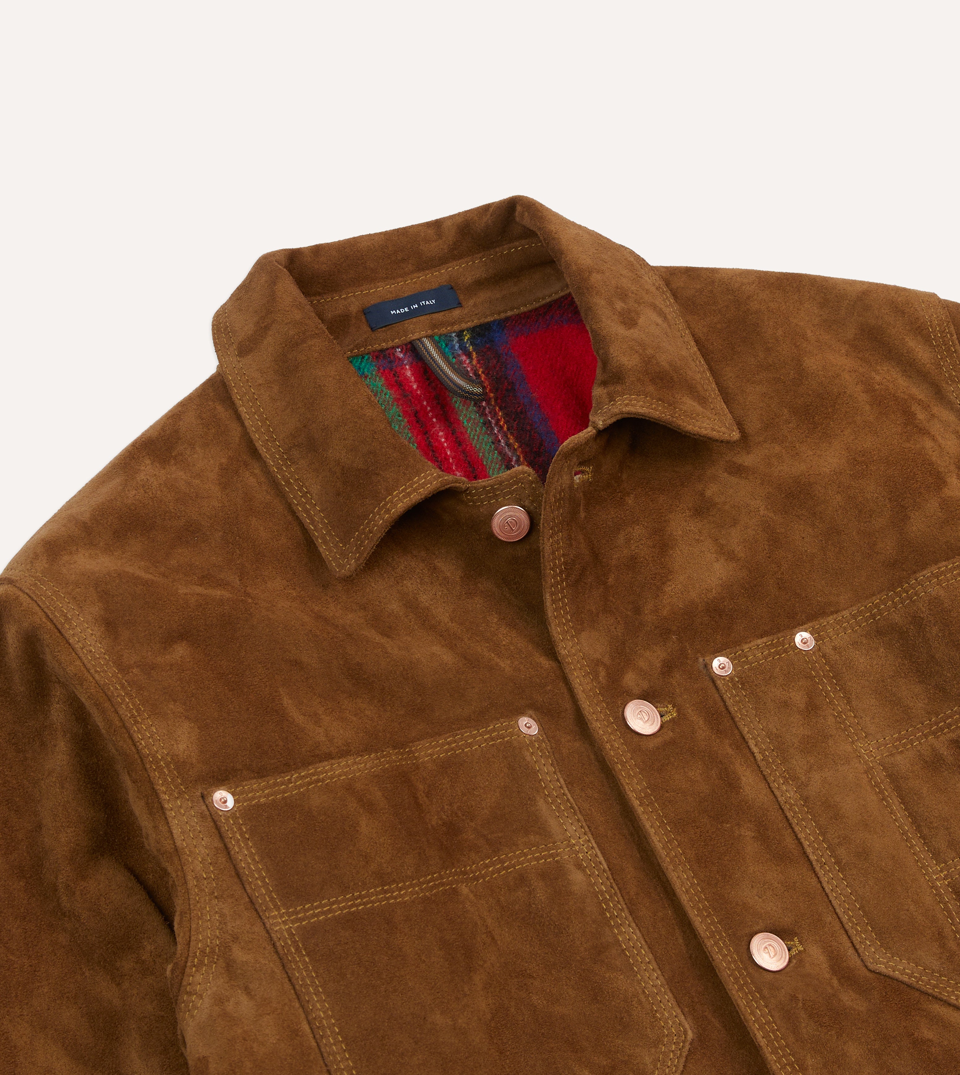 Tobacco Suede Blanket Lined Welder Jacket – Drakes US