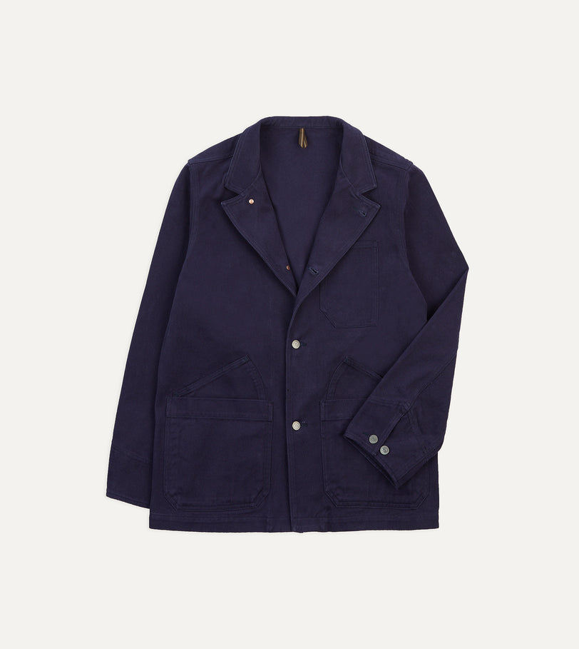 Navy Cotton Canvas Utility Blazer