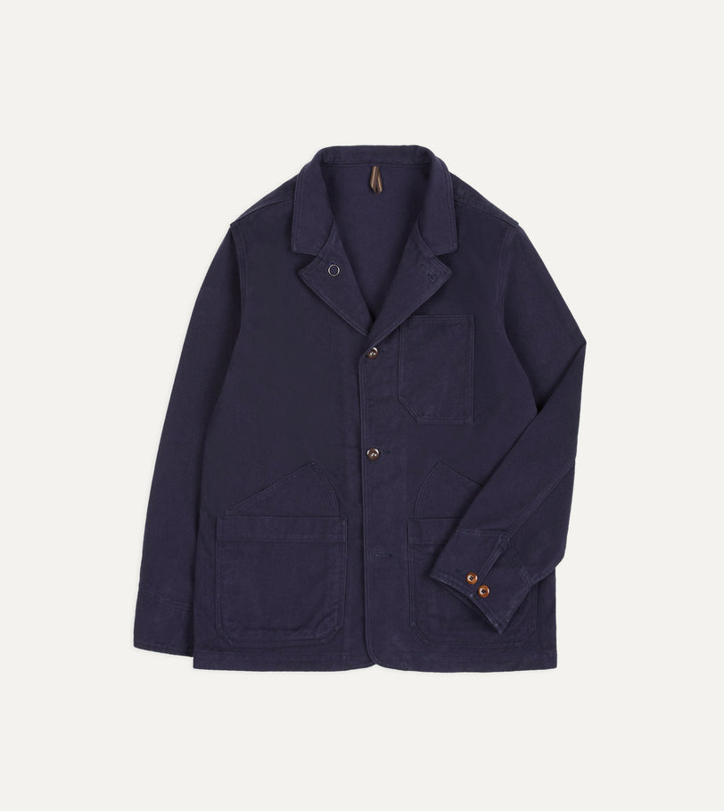 Navy Cotton Canvas Utility Blazer