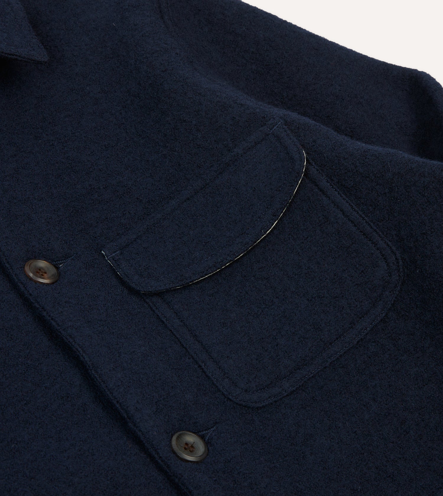 Navy Wool Three-Pocket Chore Jacket