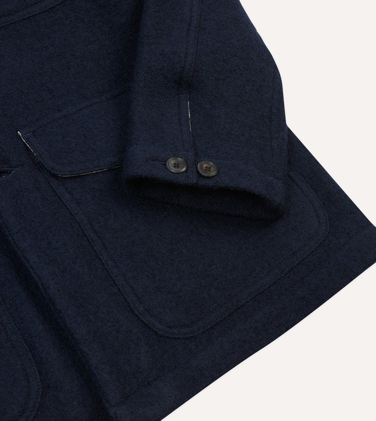 Navy Wool Three-Pocket Chore Jacket