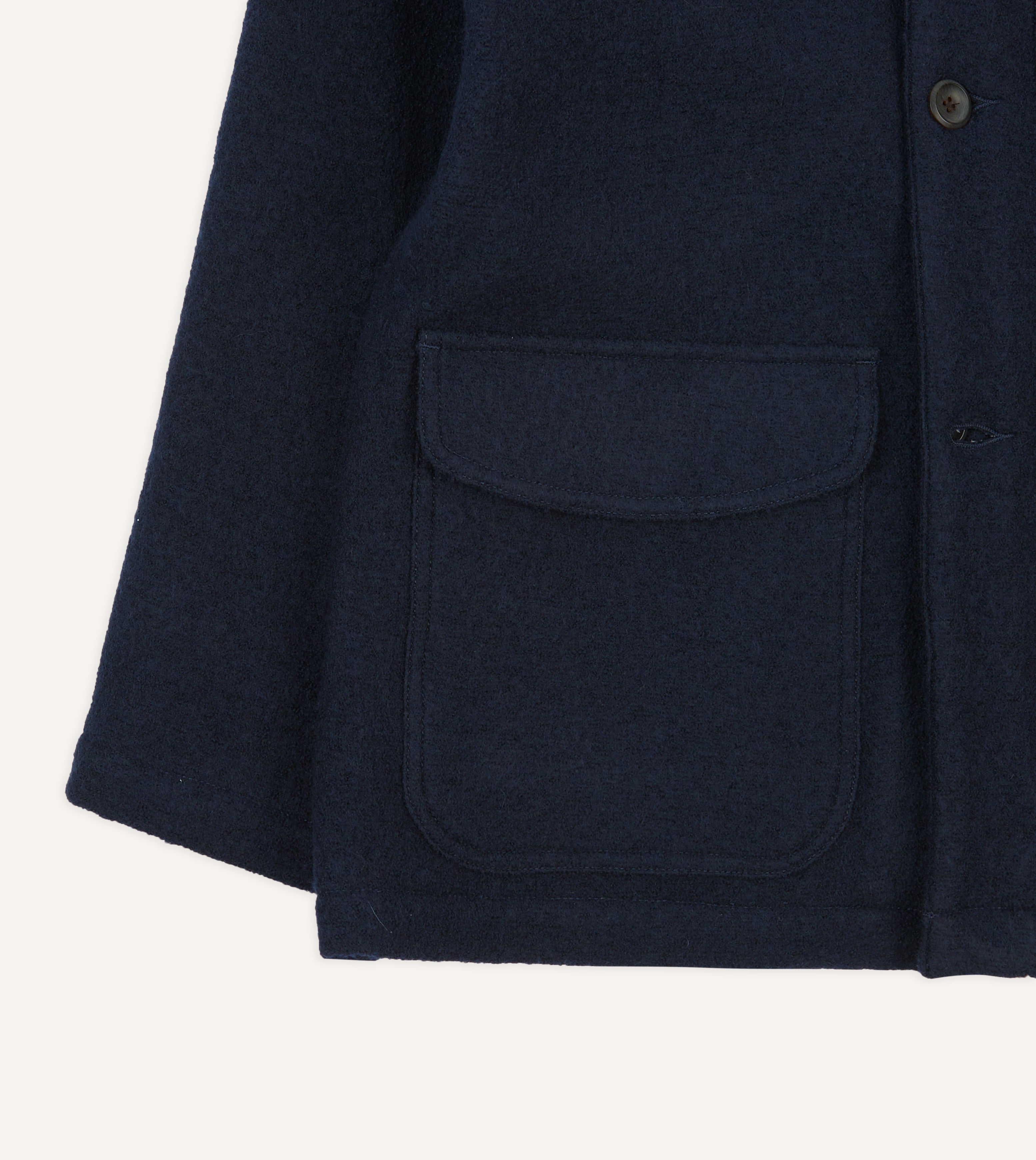Navy Wool Three-Pocket Chore Jacket – Drakes US