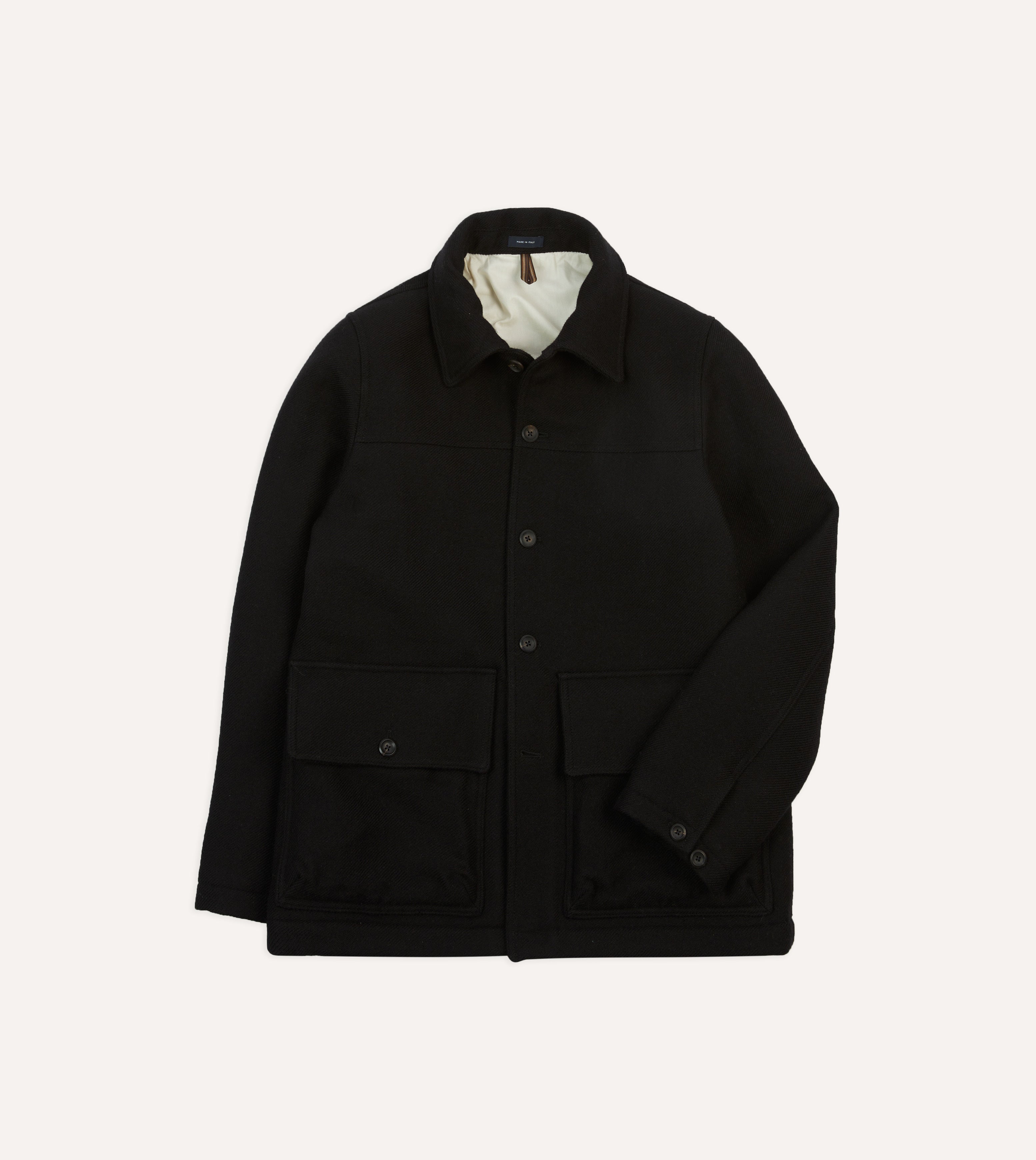 Black Wool Donkey Jacket – Drakes US